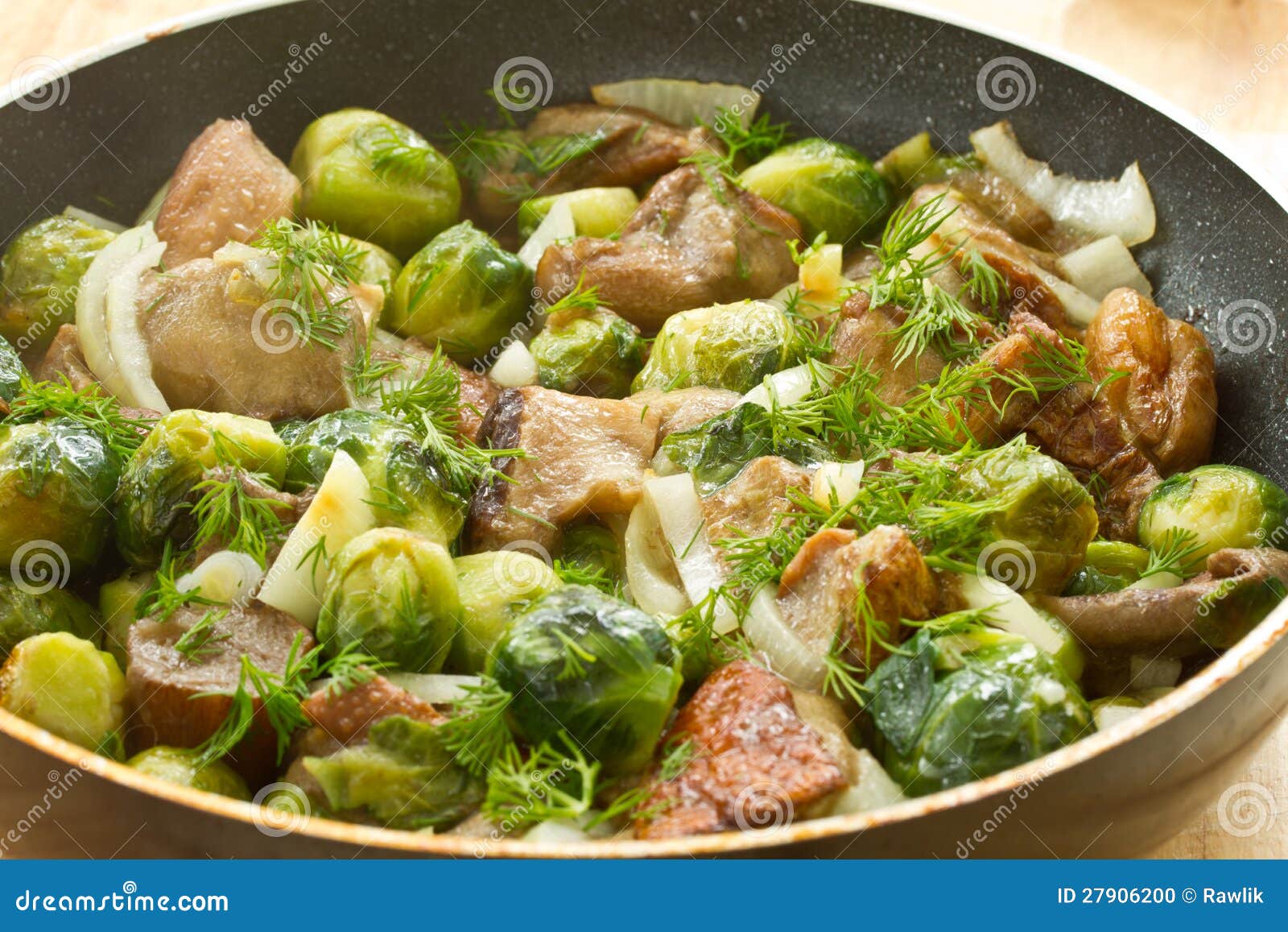 Roasted Brussels Sprouts and Mushrooms Stock Photo Image of
