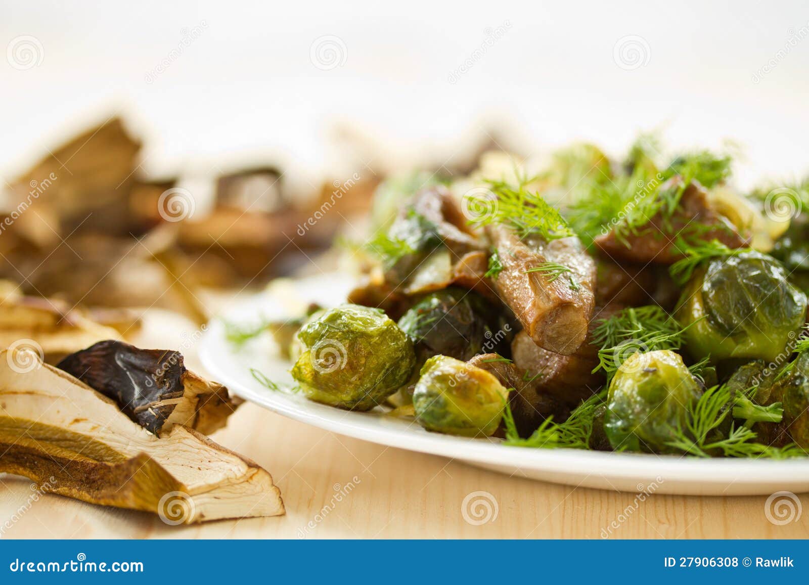 Roasted Brussels Sprouts and Mushrooms Stock Photo Image of eating
