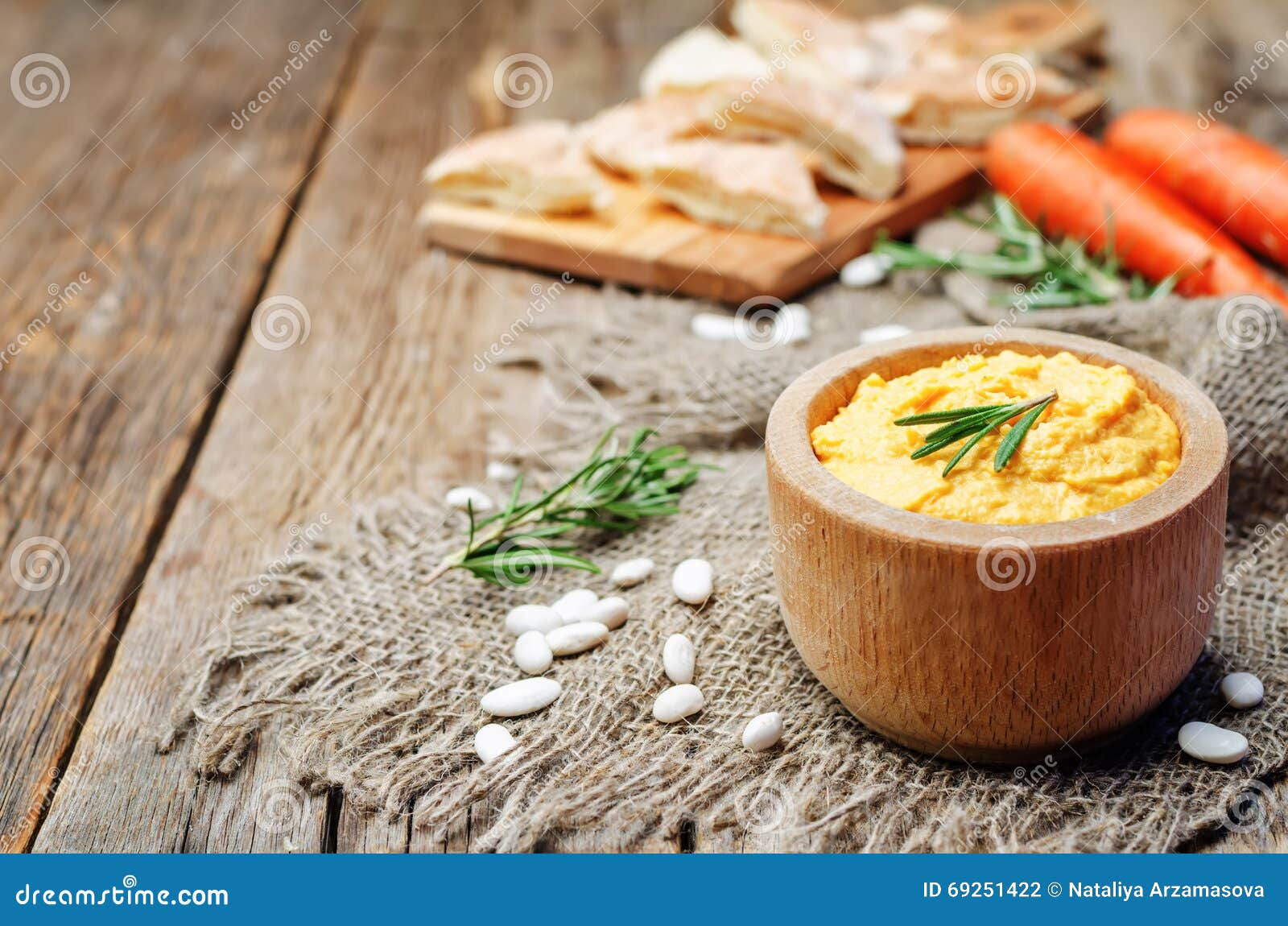 Roasted Carrots Rosemary White Bean Hummus Stock Photo Image of