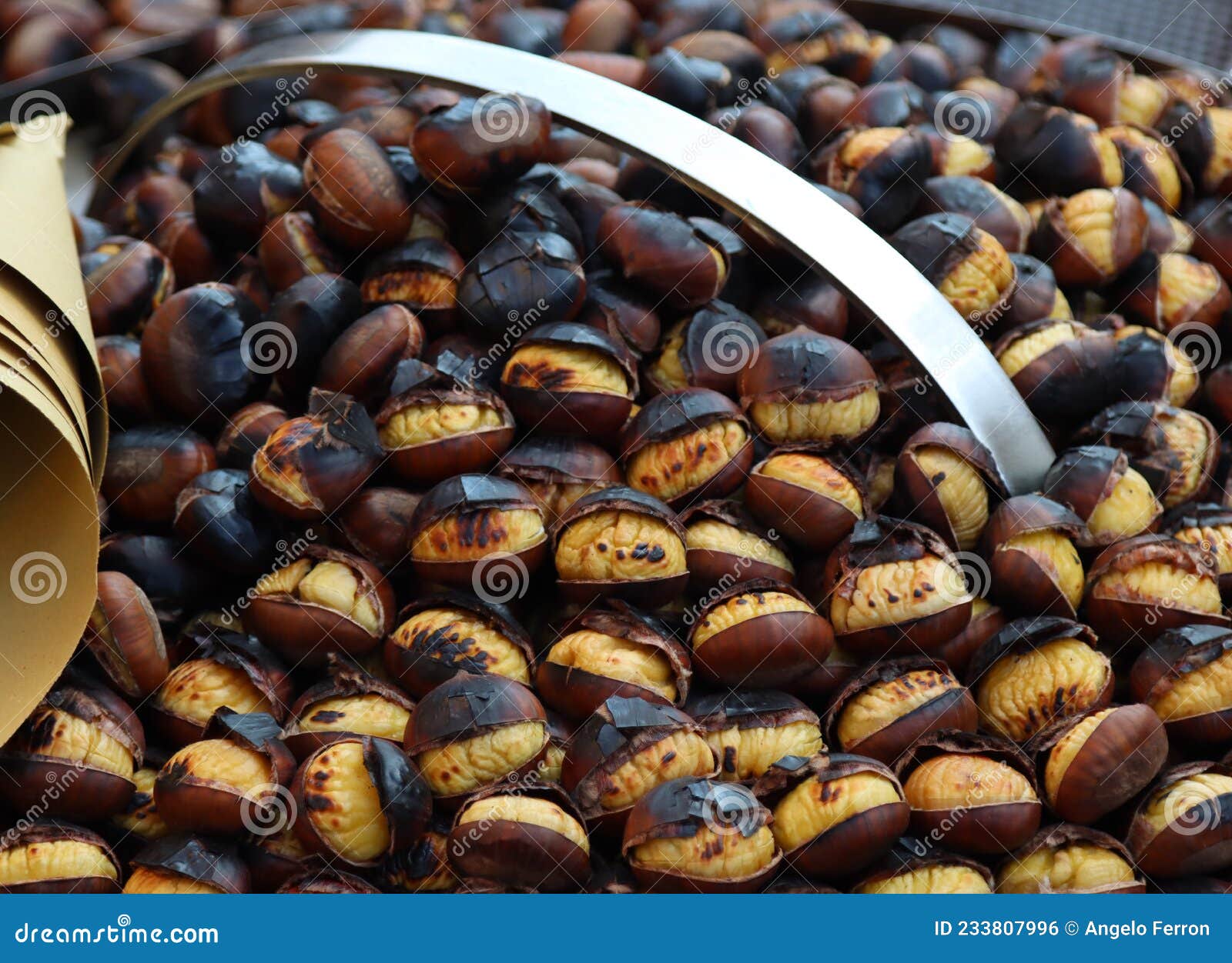 Roasted Chestnuts Roasted and Open Chestnuts for Sale Sale Stock Photo
