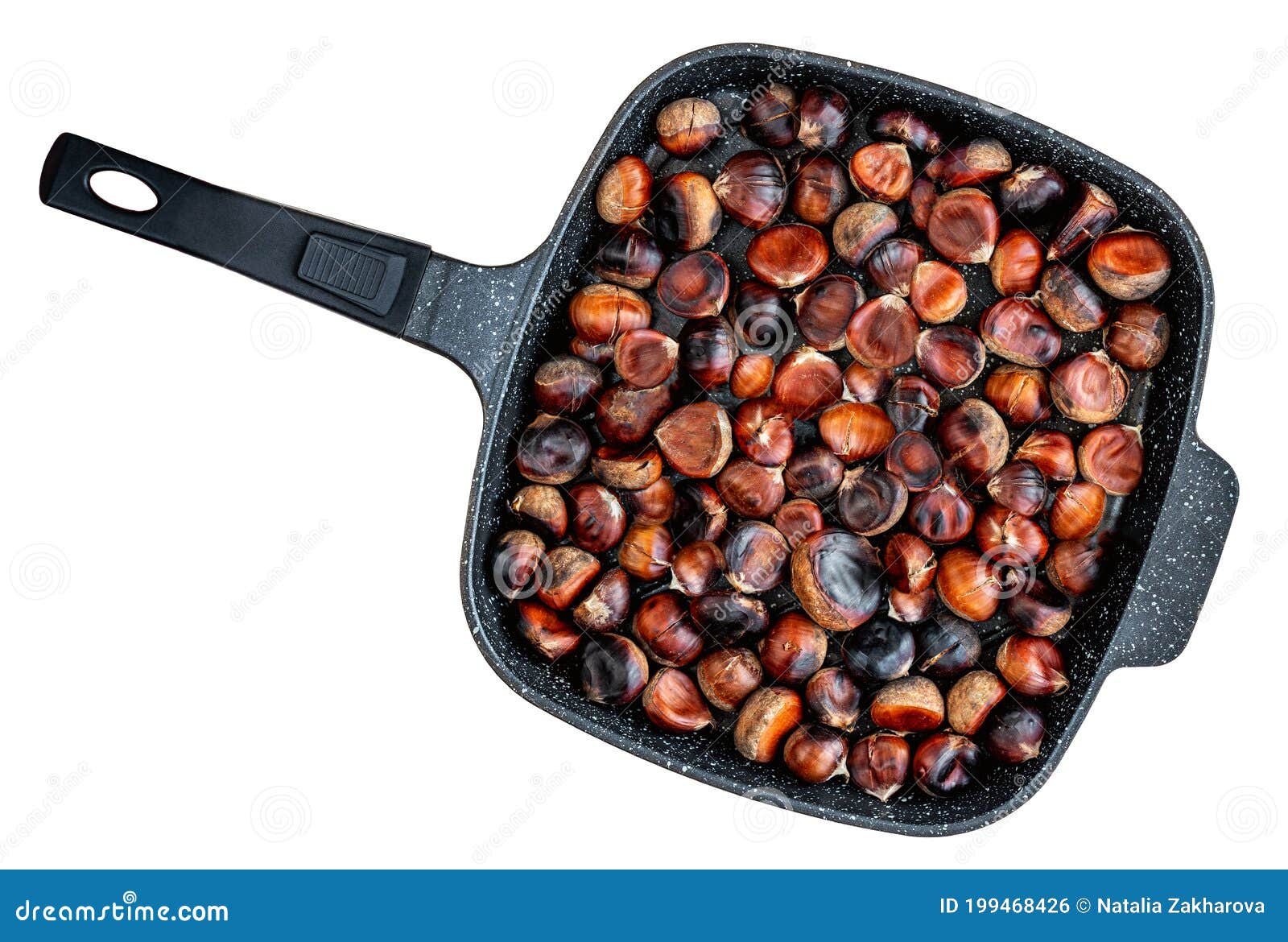 Roasted Chestnuts Served in a Chestnut Pan Isolated on White Background.  View from Above Stock Photo - Image of abstract, pile: 199468426