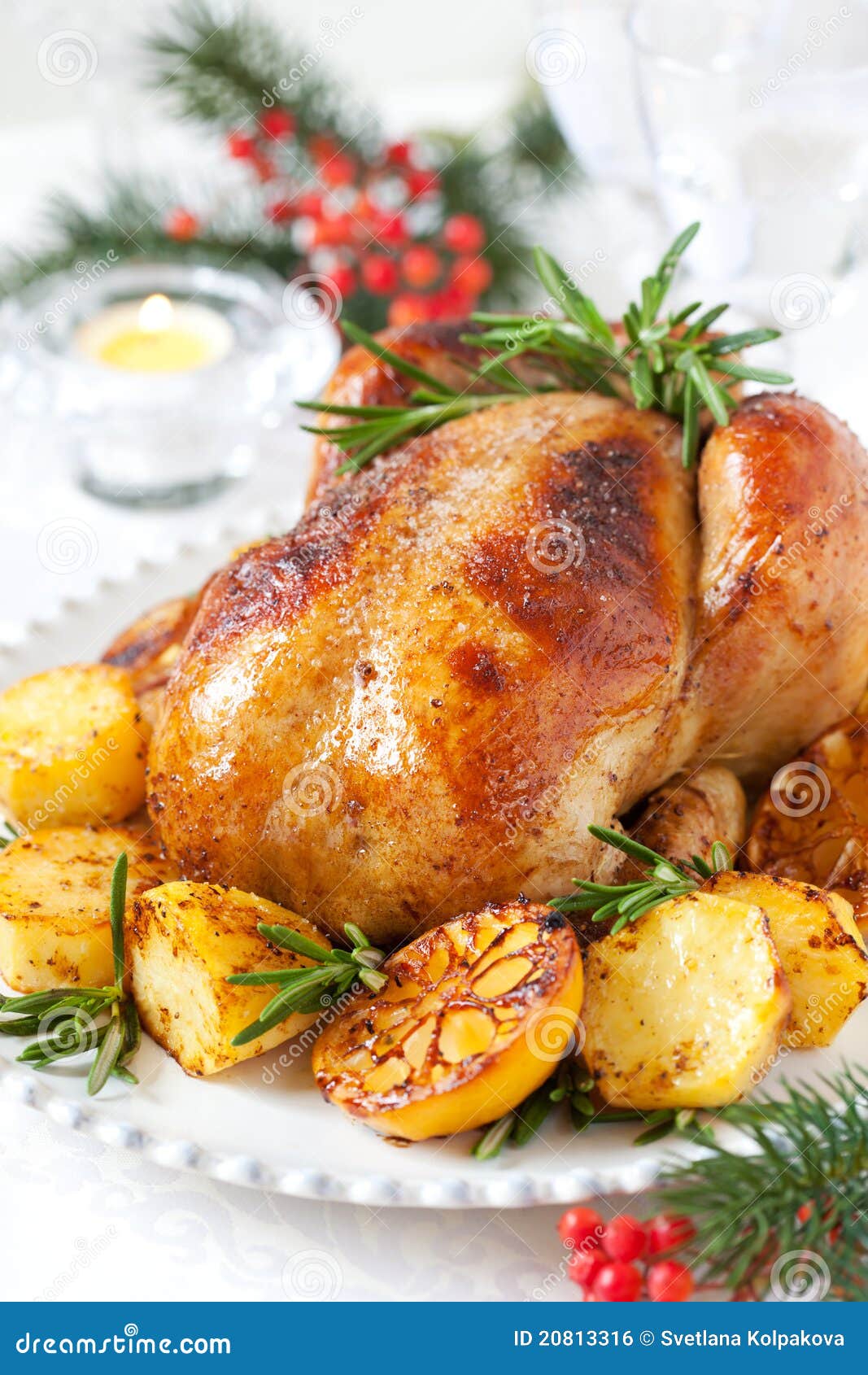 Roasted chicken stock photo. Image of dinner, appetizing 20813316