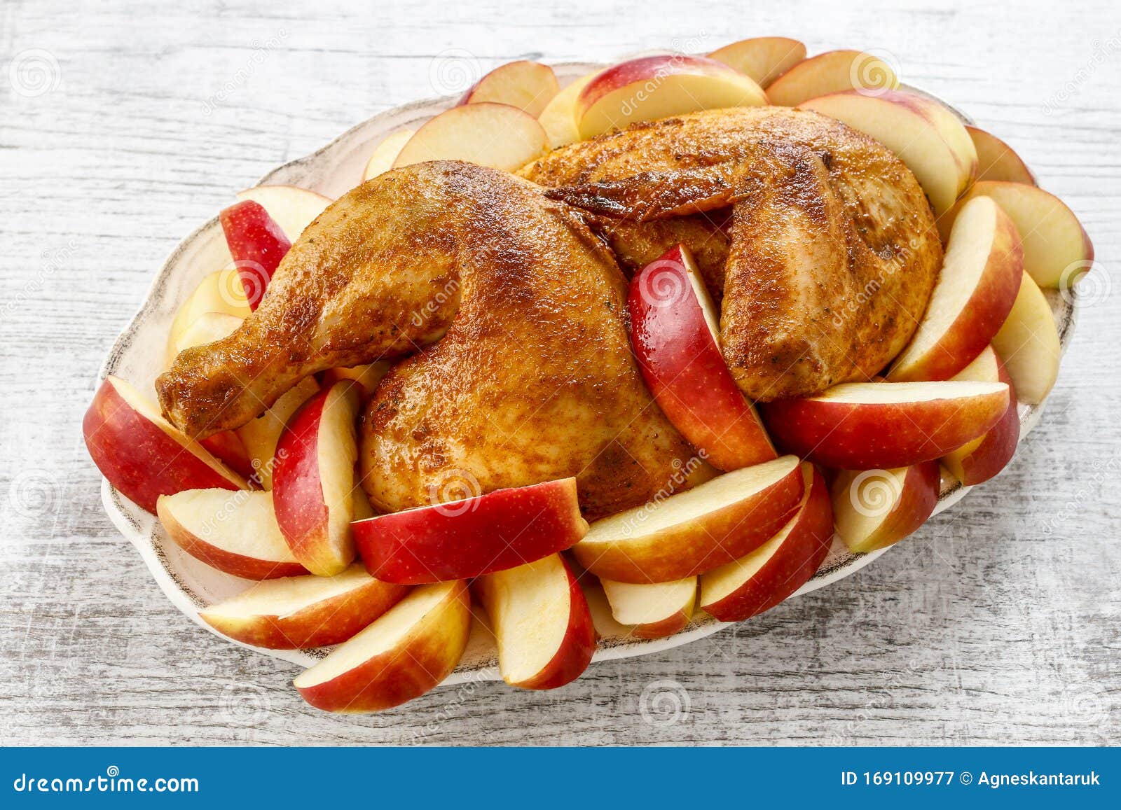 Roasted Chicken with Apples Stock Image Image of dish, lunch 169109977