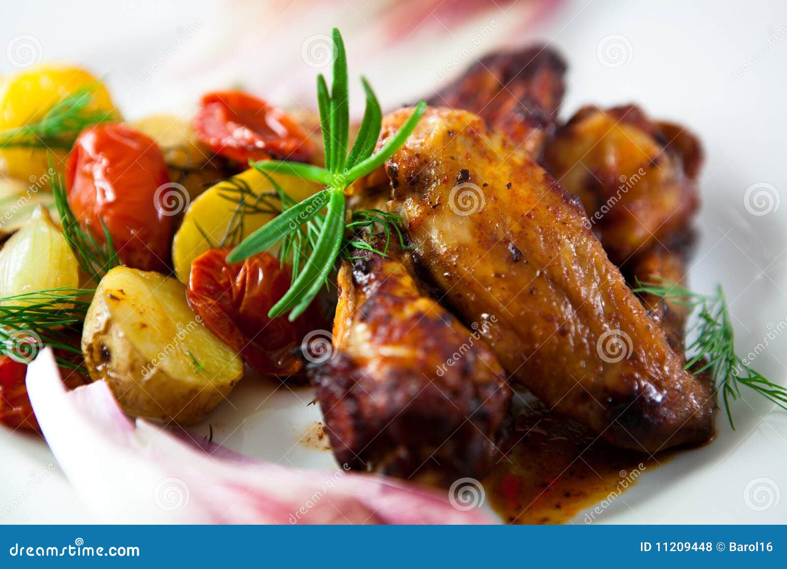 Roasted Chicken with Baked Potatoes Stock Photo - Image of lunch