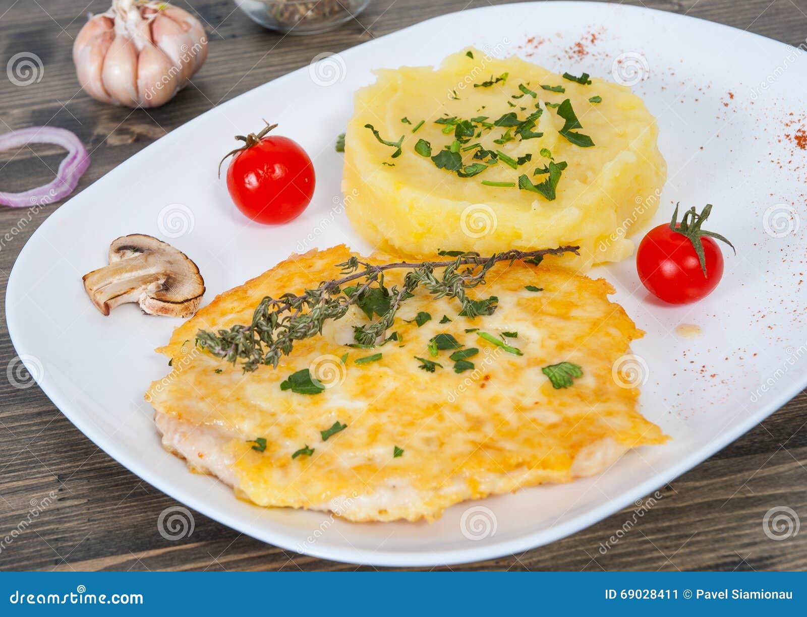 Roasted Chicken Breast and Mashed Potatoes Stock Image Image of cuisine, grill 69028411