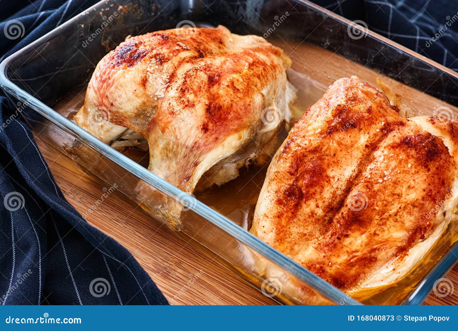 Roasted Chicken Breasts in a Glass Baking Tray Stock Image Image of
