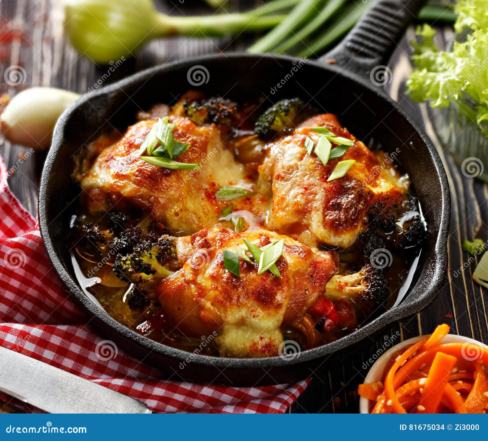 Roasted Chicken Drumsticks Stuffed with Vegetables Stock Photo Image