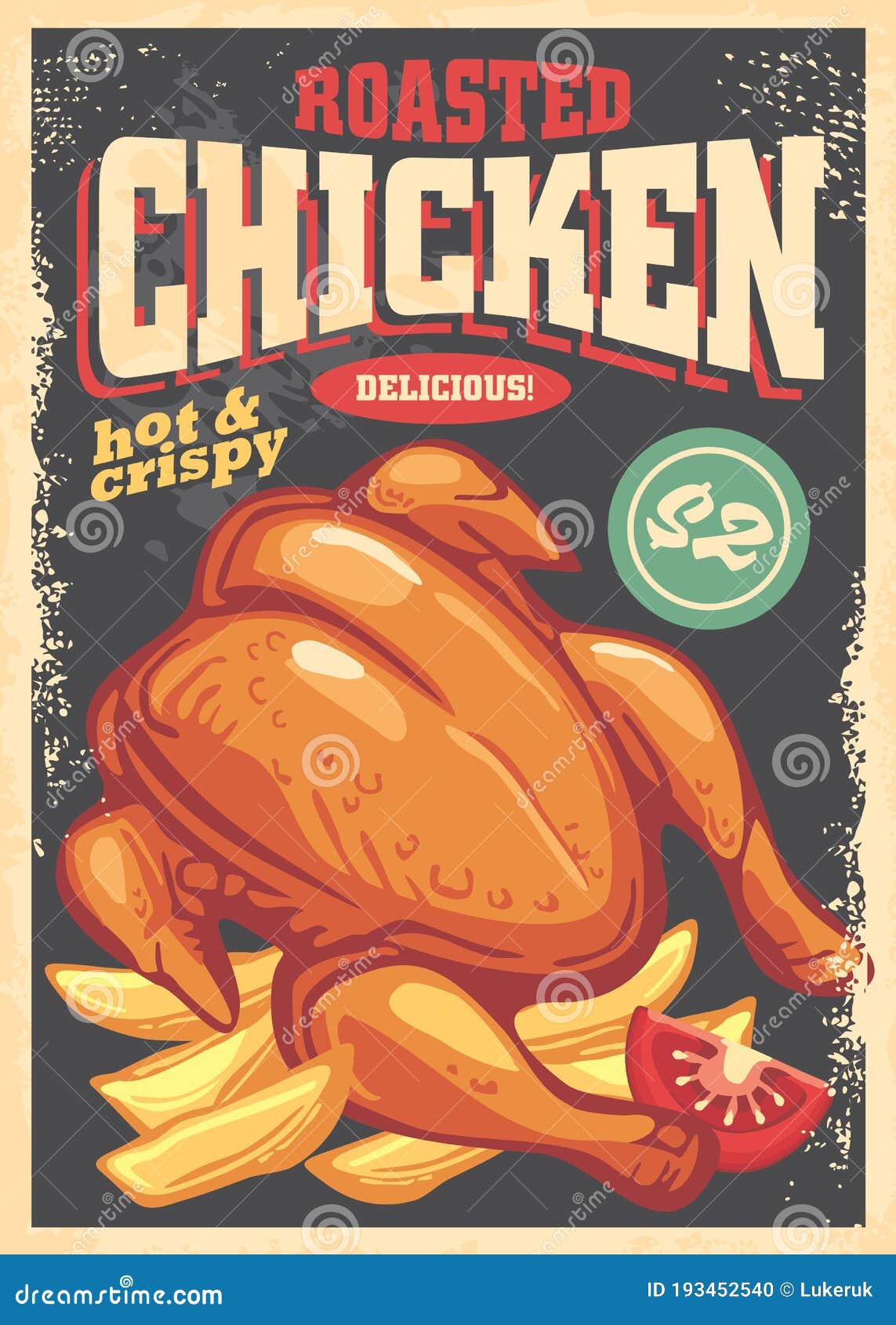 roasted chicken flyer  in retro style made for restaurants.