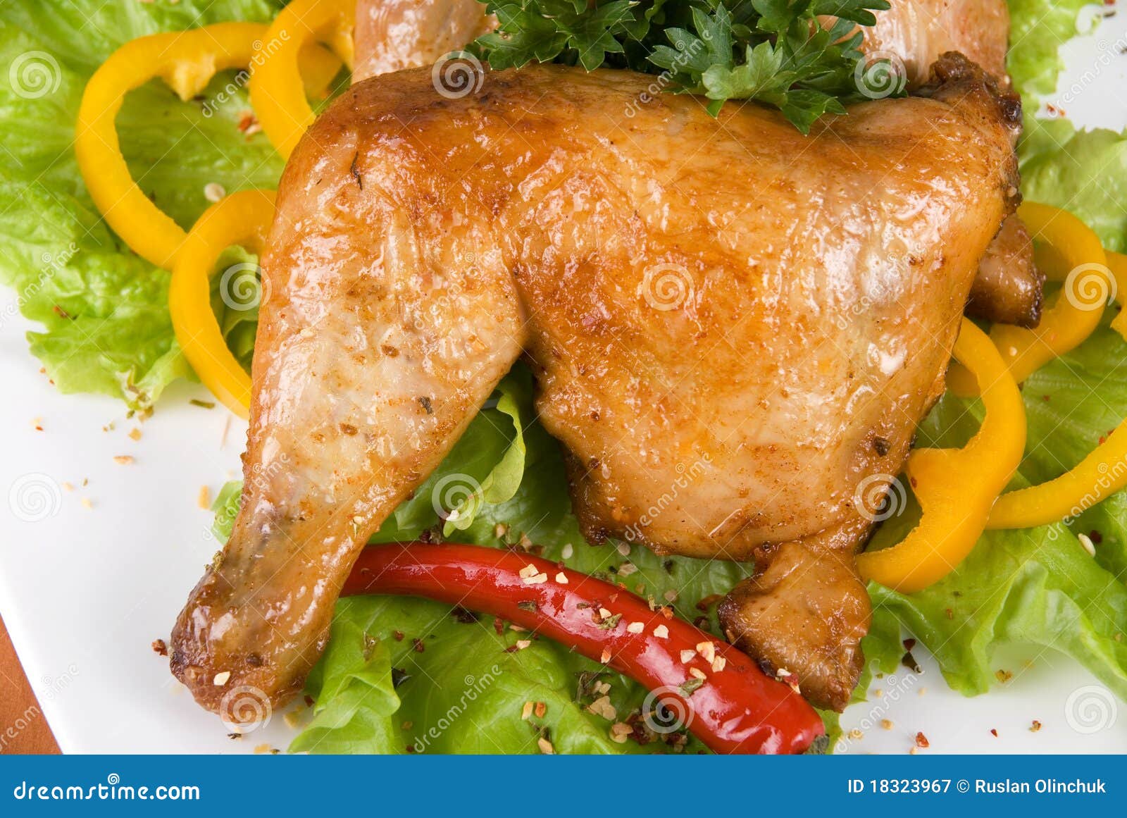 Roasted chicken ham stock image. Image of grill, dinner 18323967