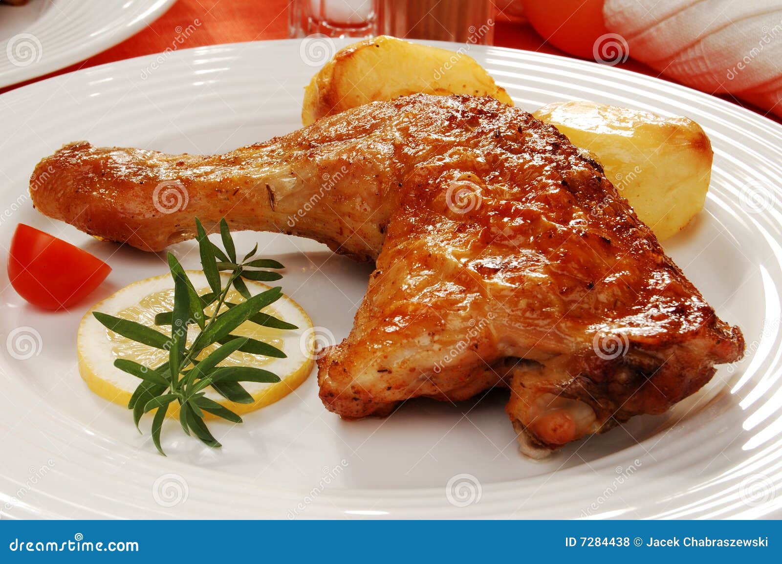 Roasted chicken leg stock photo. Image of dieting, ketchup 7284438