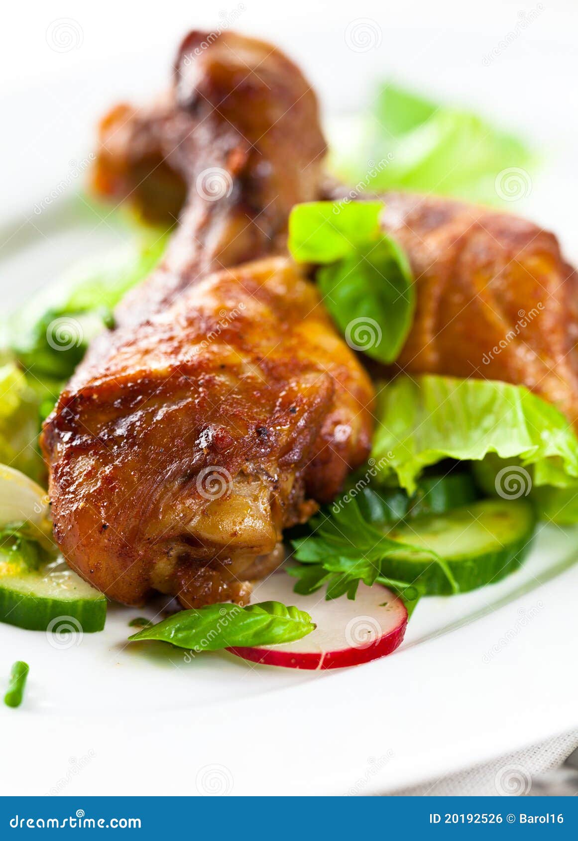 Roasted Chicken Legs on Vegetables Stock Photo Image of salad