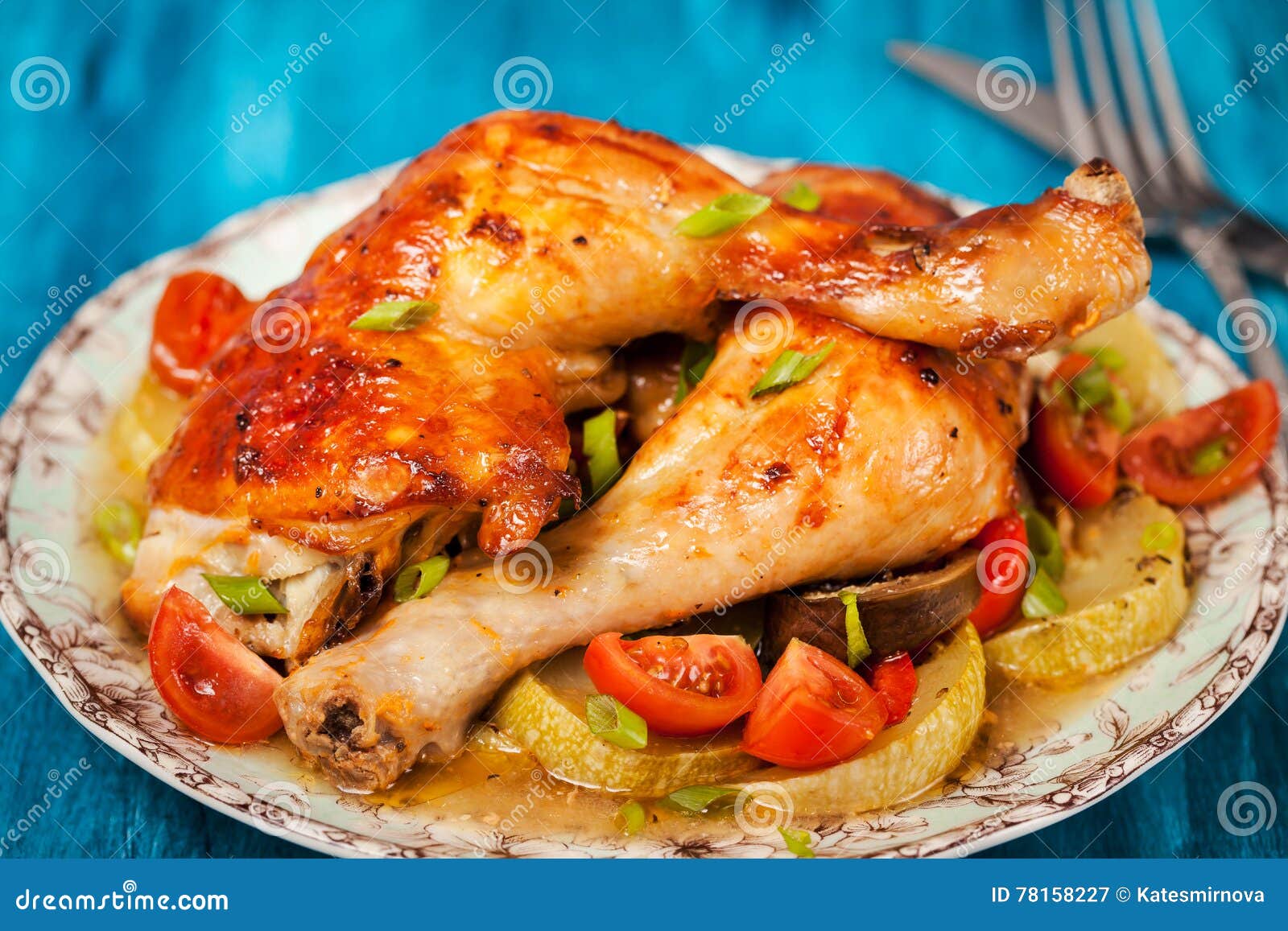 Roasted Chicken Legs with Vegetables Stock Image Image of grill