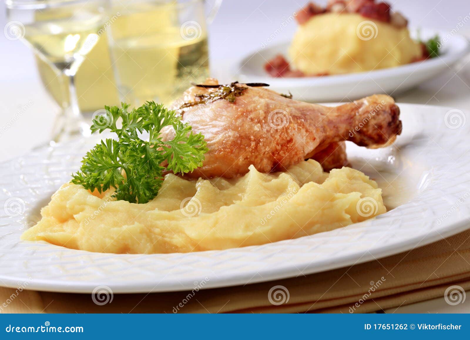 Roasted Chicken and Mashed Potato Stock Photo - Image of dinner