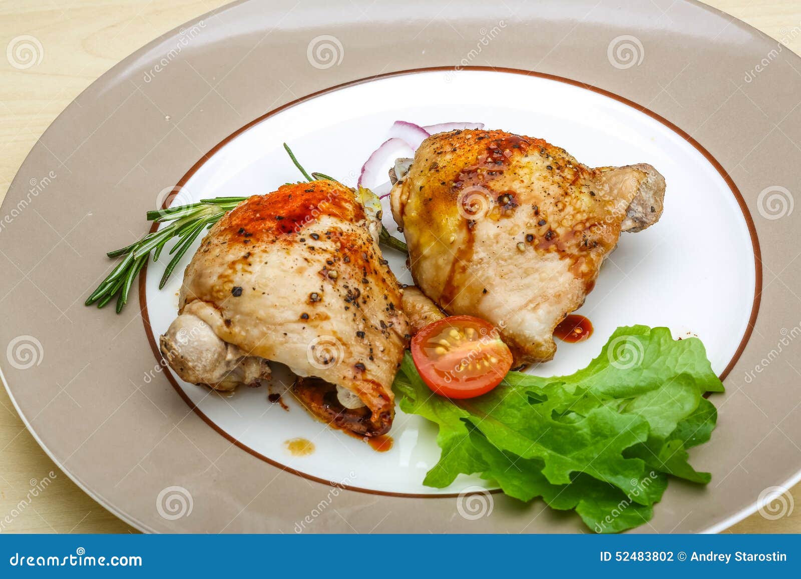 Roasted chicken thighs stock photo. Image of lunch, portion 52483802