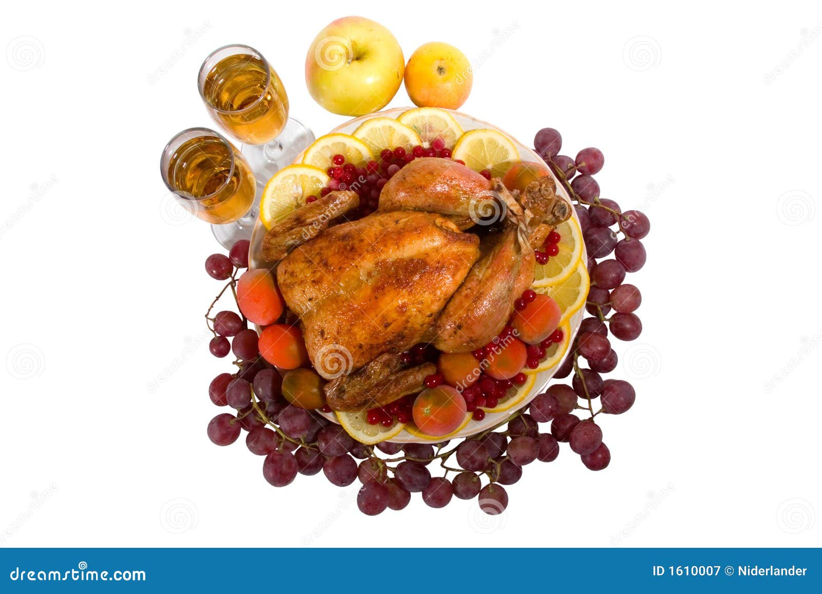 Roasted chicken or turkey stock image. Image of food, lemon 1610007