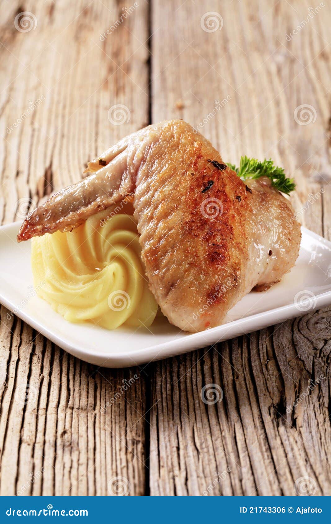 Roasted Chicken Wing and Mashed Potato Stock Photo Image of puree