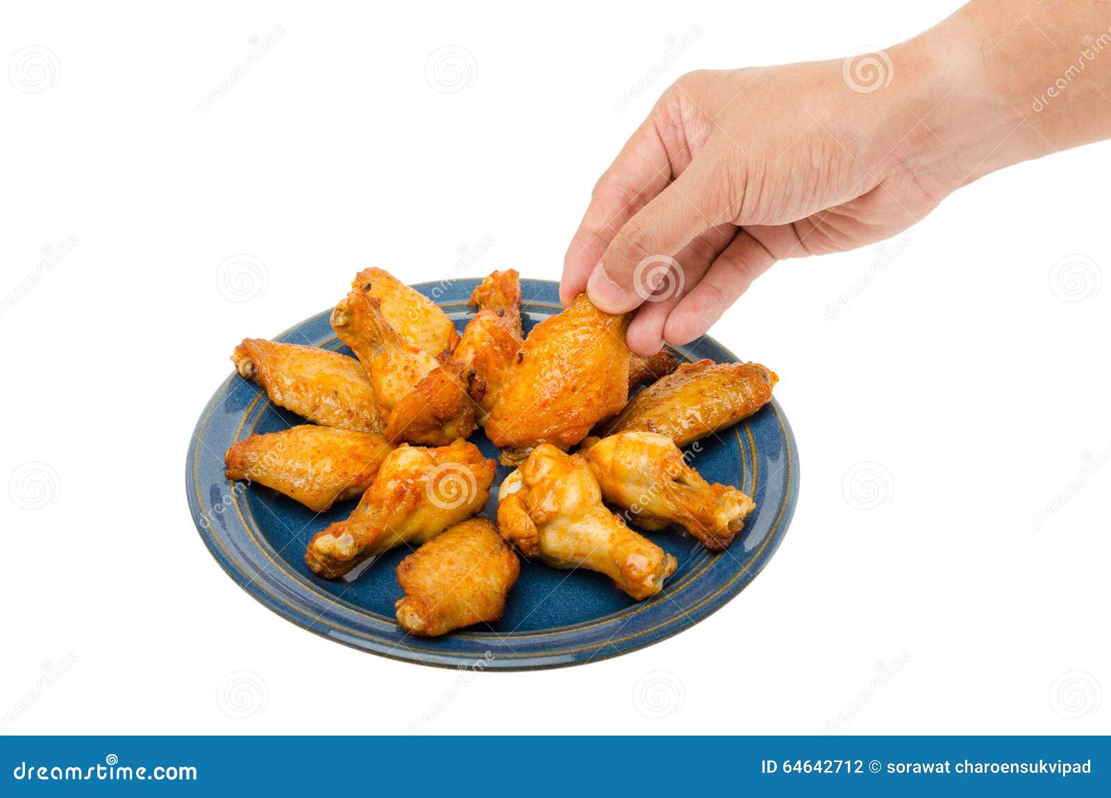 Roasted Chicken Wings with Man Hand Stock Photo - Image of cuisine,  drumstick: 64642712