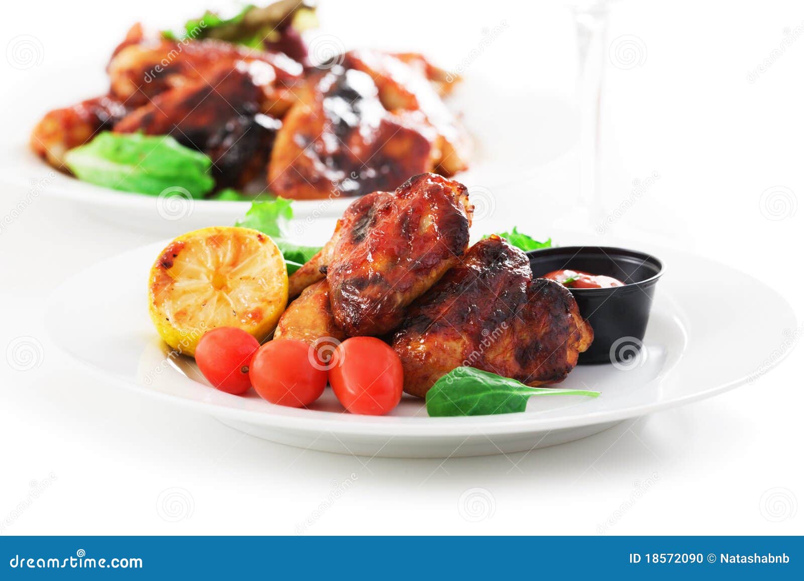 Roasted Chicken Wings and Salad Stock Photo Image of salad, chicken
