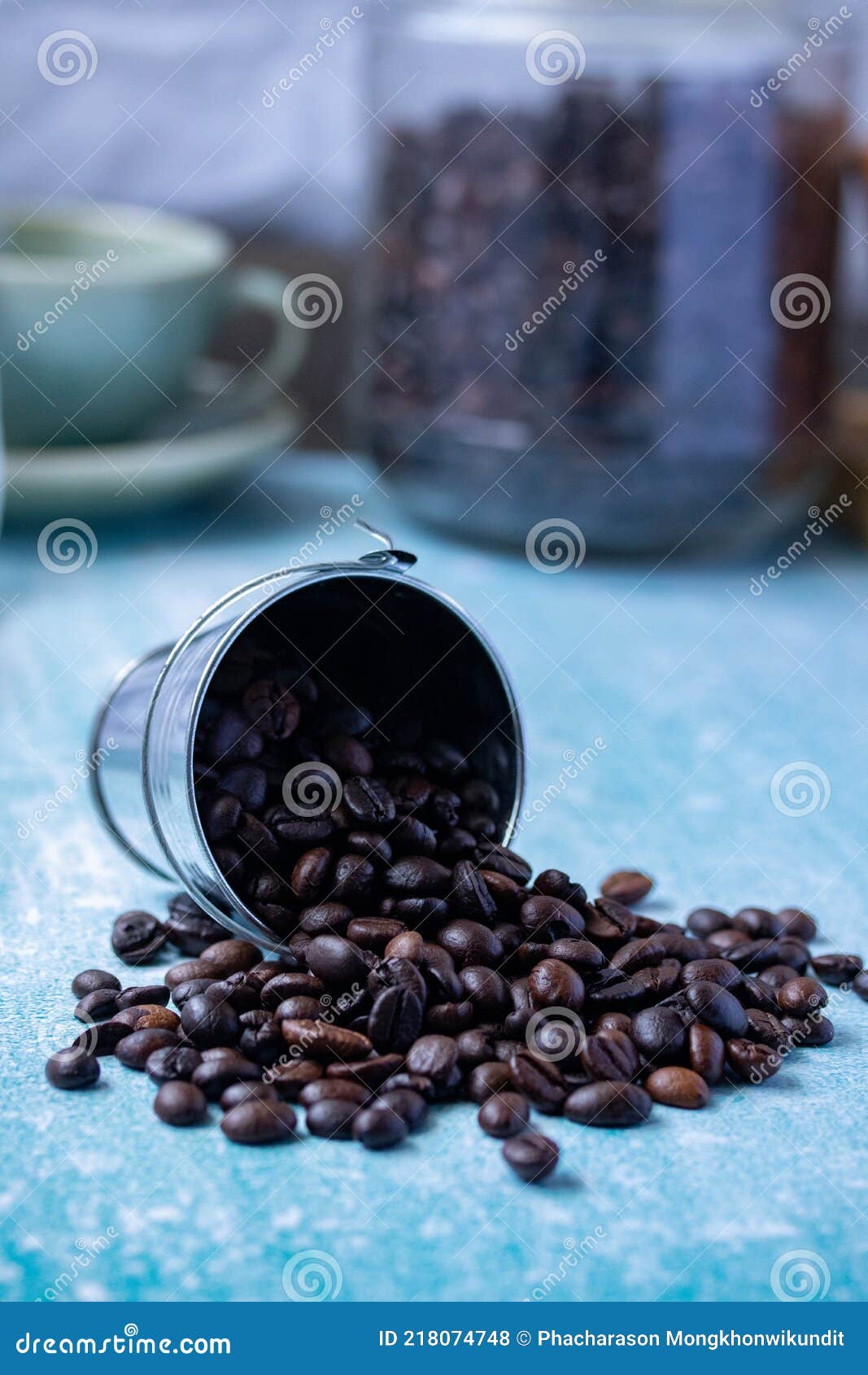 Roasted Coffee Beans Poured Out of the Zinc Tank Stock Photo Image of