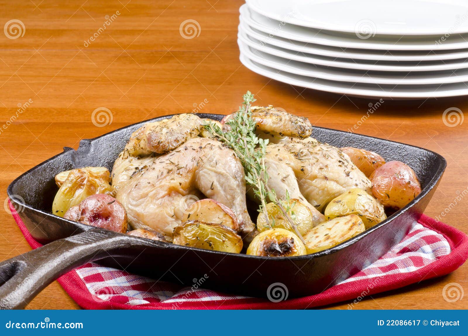 Roasted Cornish Game Hen and Potatoes Stock Image Image of dishes
