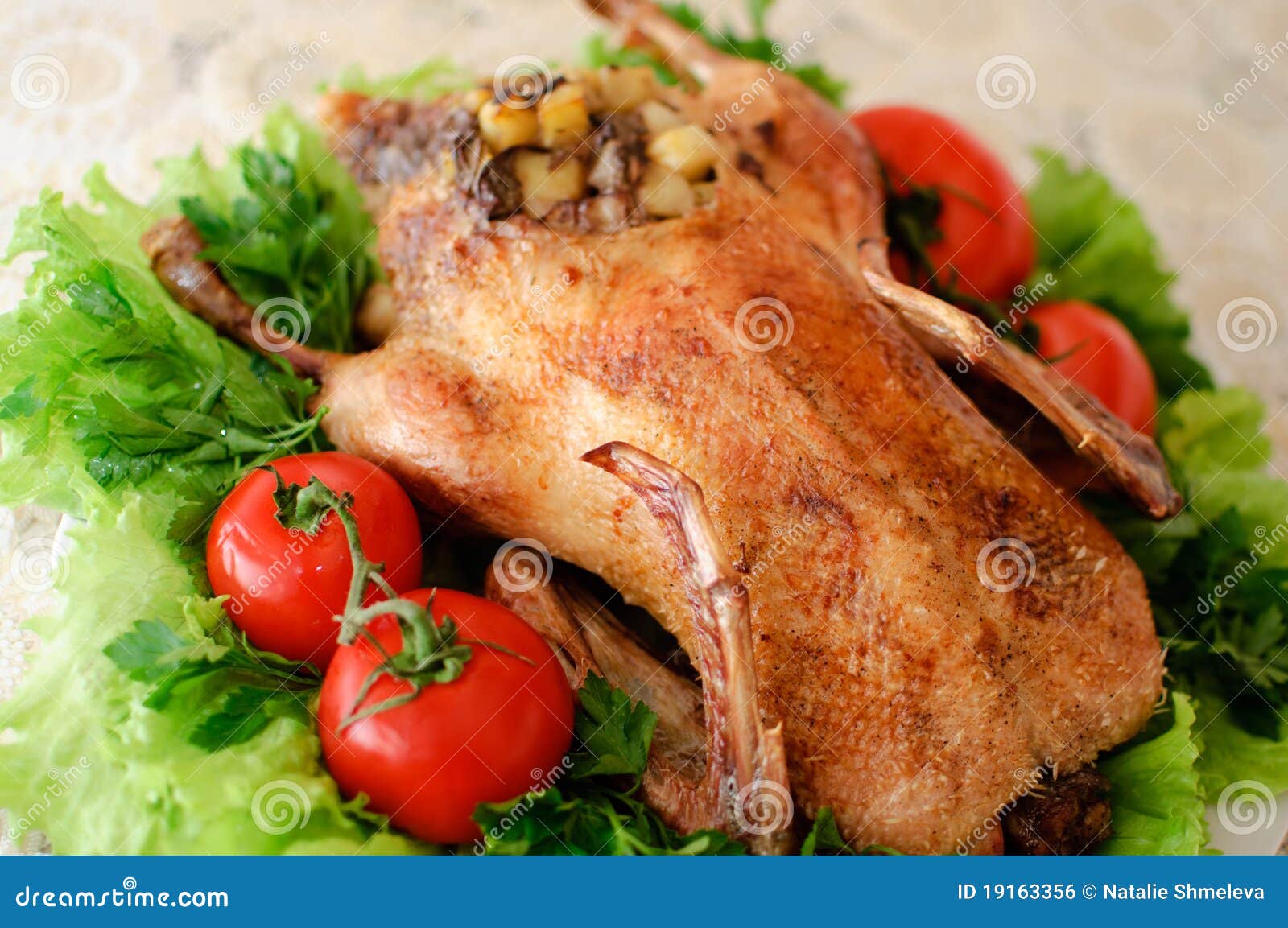 Roasted duck stock photo. Image of calories, herb, filling 19163356