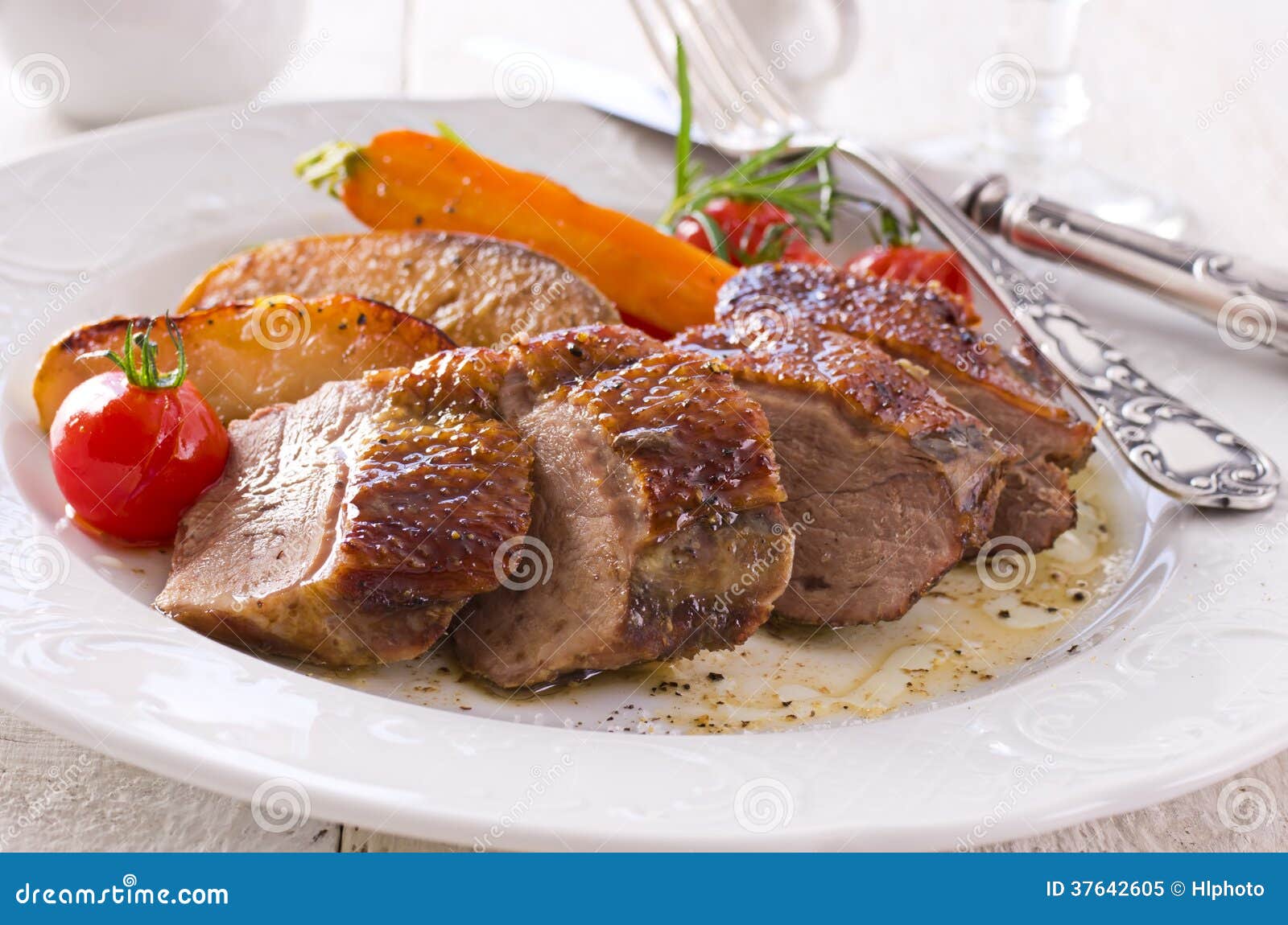 Roasted Duck Fillet with Apples Stock Image Image of cuisine, fruit