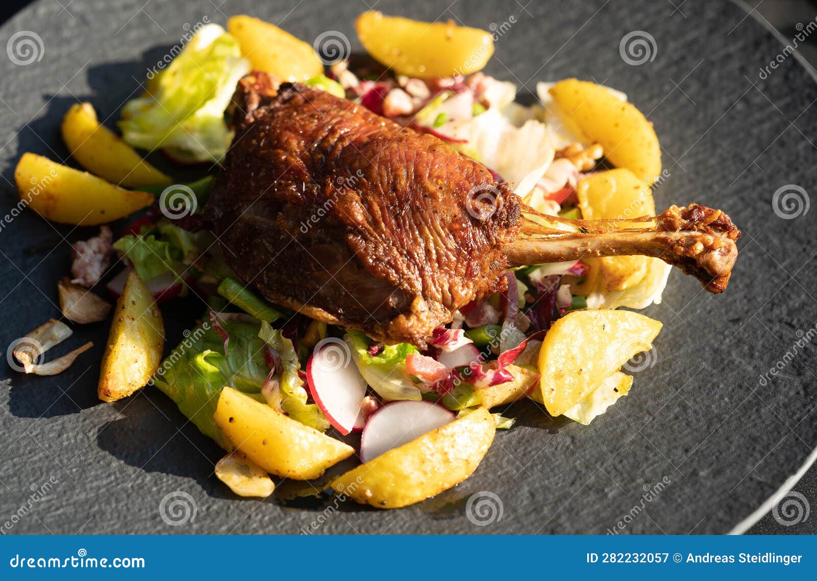 Roasted duck leg stock image. Image of haunches, pastry 282232057