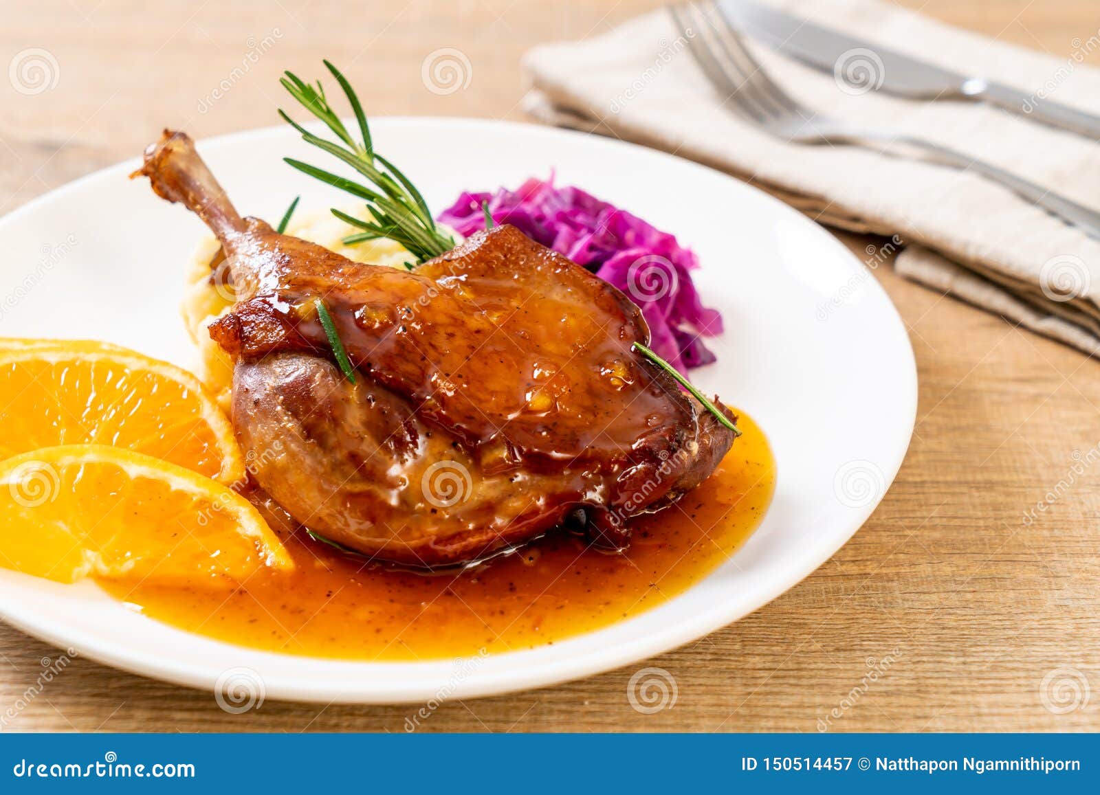 Duck Leg Steak with Orange Sauce Stock Image Image of poultry