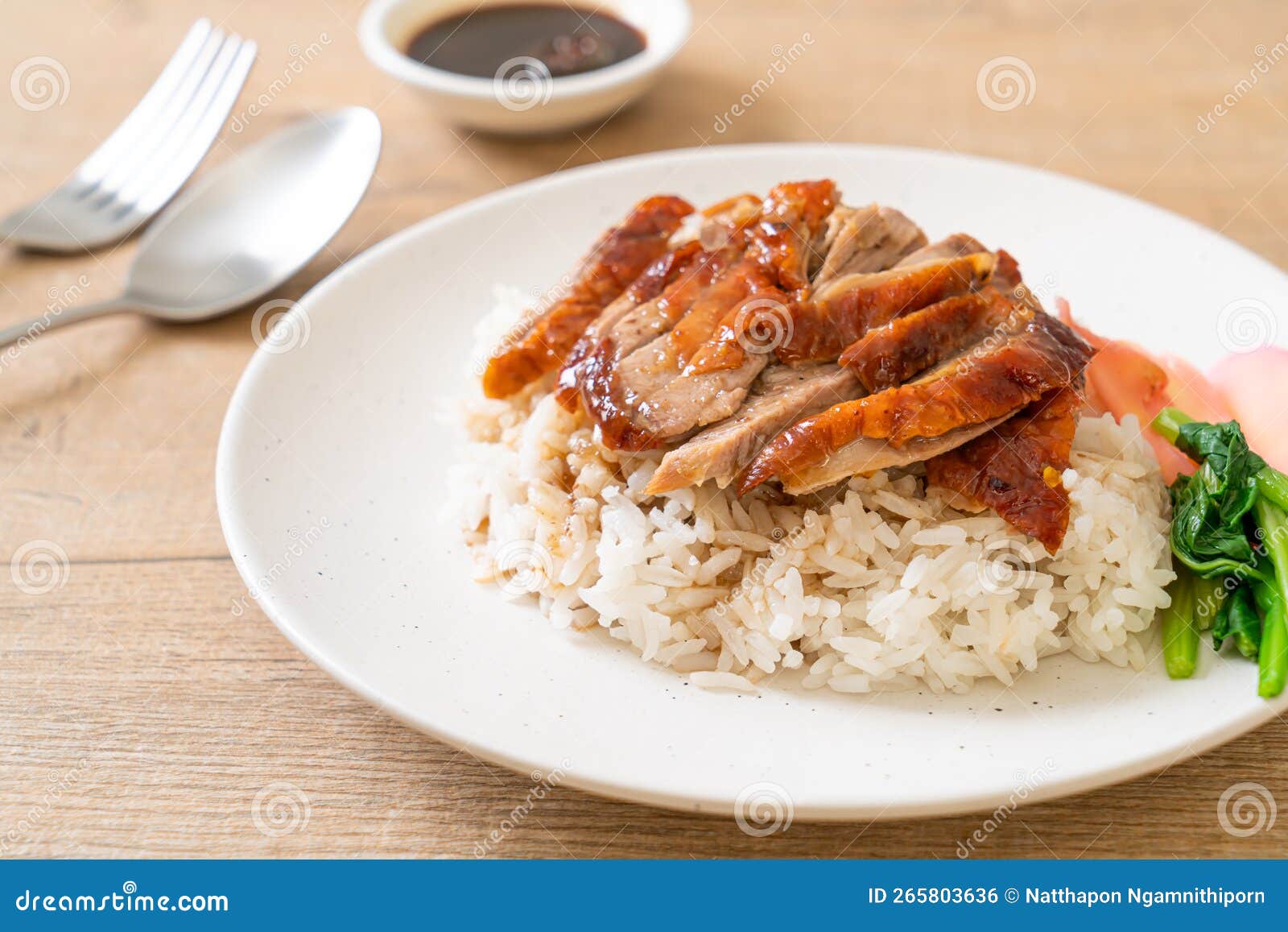 Roasted duck on rice stock photo. Image of peking, grill 265803636