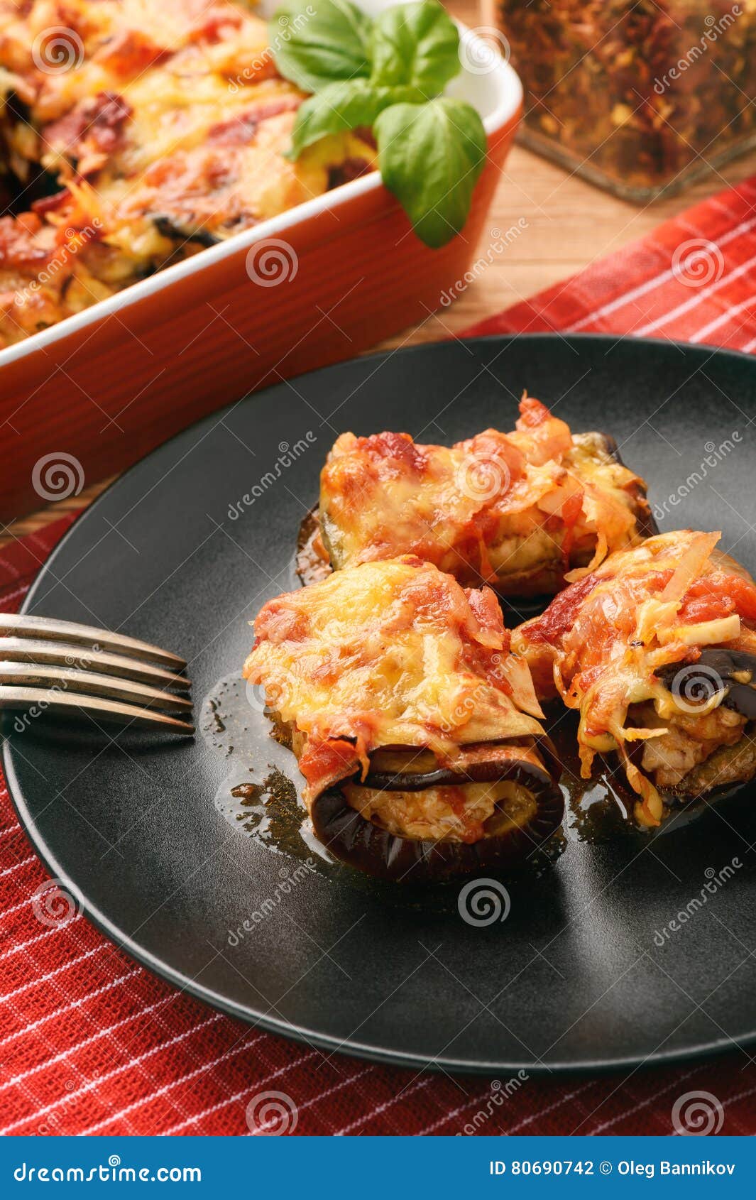 Roasted Eggplants Stuffed with Minced Meat and Baked with Tomatoes and
