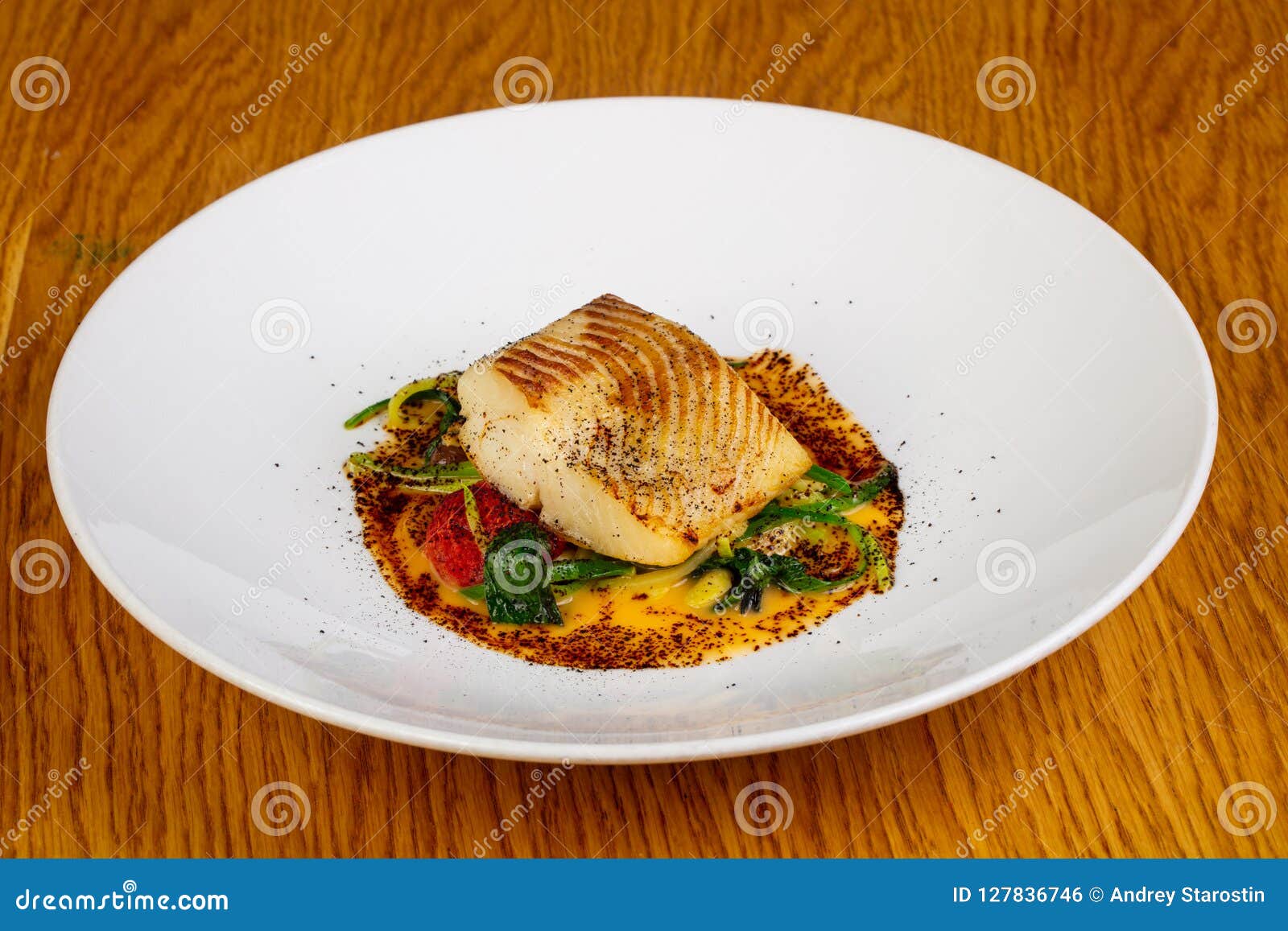 Roasted fish halibut stock photo. Image of cuisine, healthy 127836746