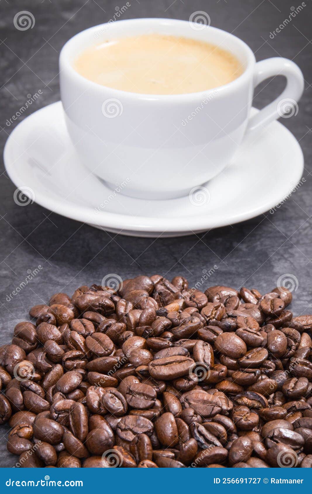 Roasted Fragrant Coffee Beans and Coffee with Milk Stock Image Image