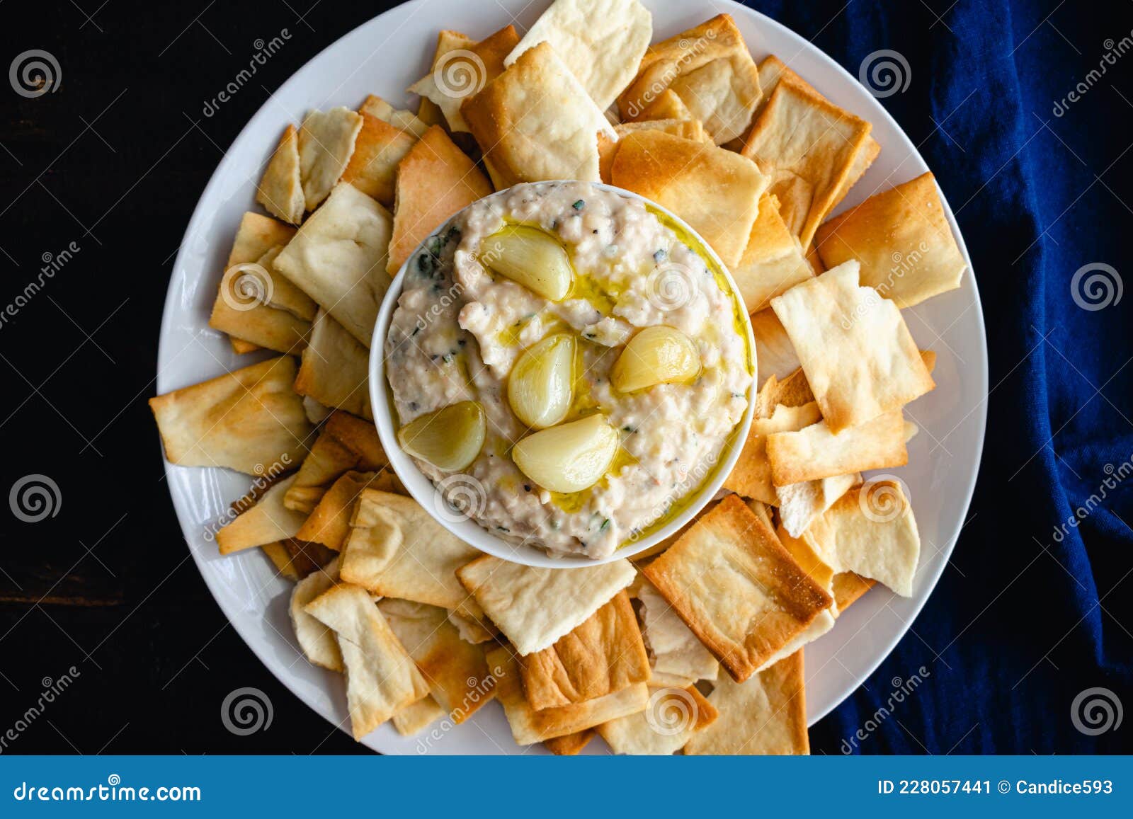 Roasted Garlic and Rosemary White Bean Dip Stock Image Image of angle