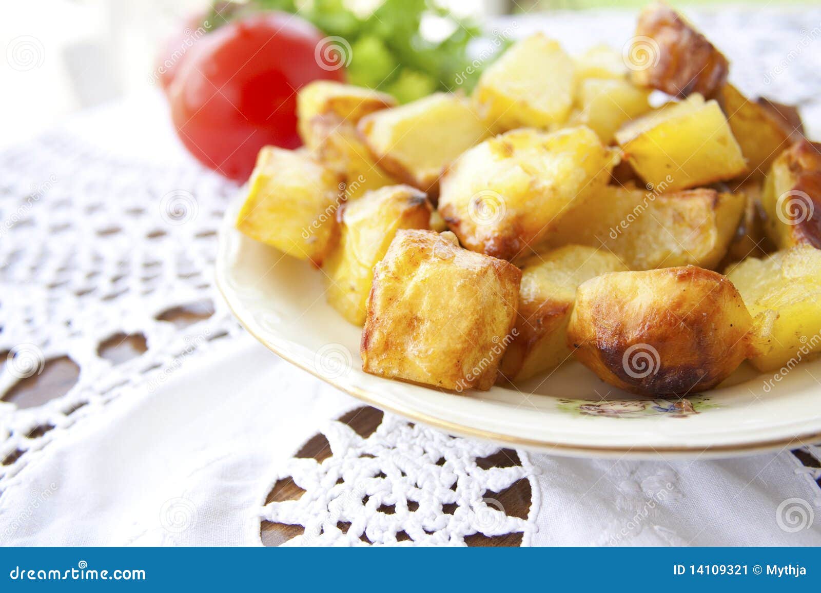 Roasted golden potatoes stock image. Image of side, meal 14109321