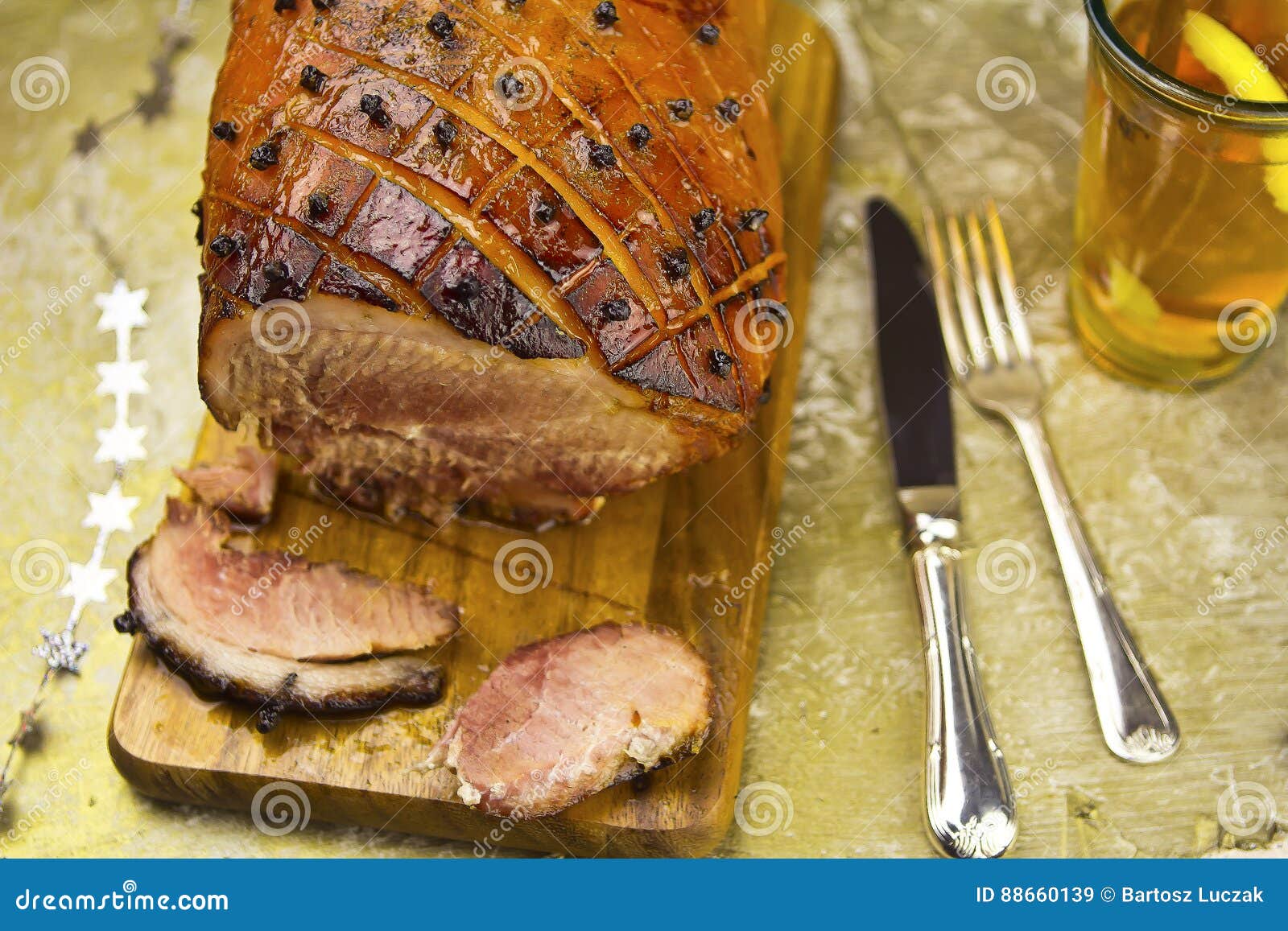Roasted Ham with Apricot Glaze and Cloves Stock Image Image of oven
