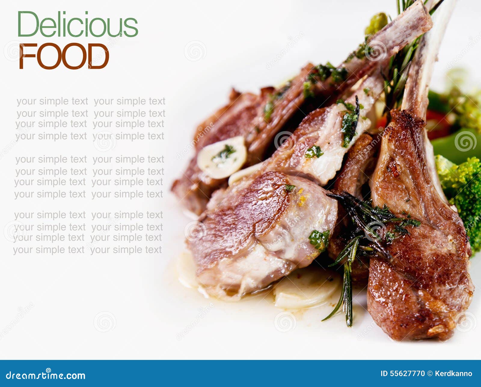 Roasted Lamb Chops with Vegetables and Basil. Stock Photo Image of