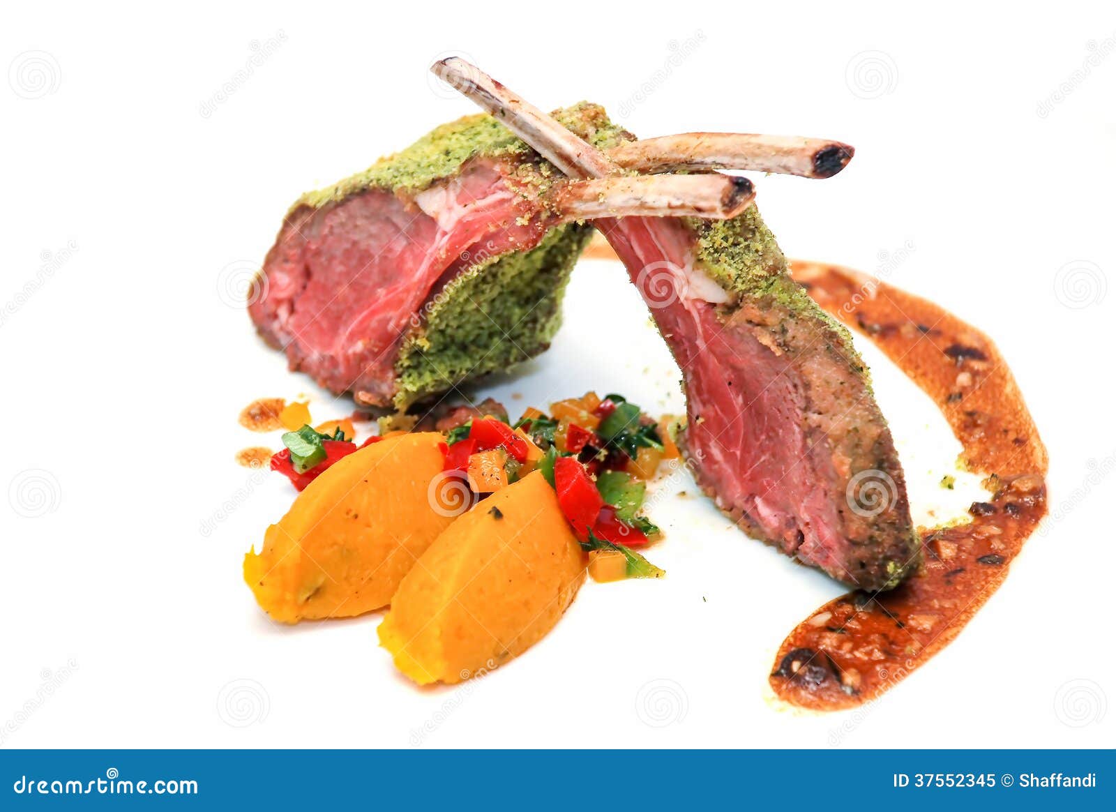 Roasted Lamb Rib Chops with Vegetables Stock Image Image of