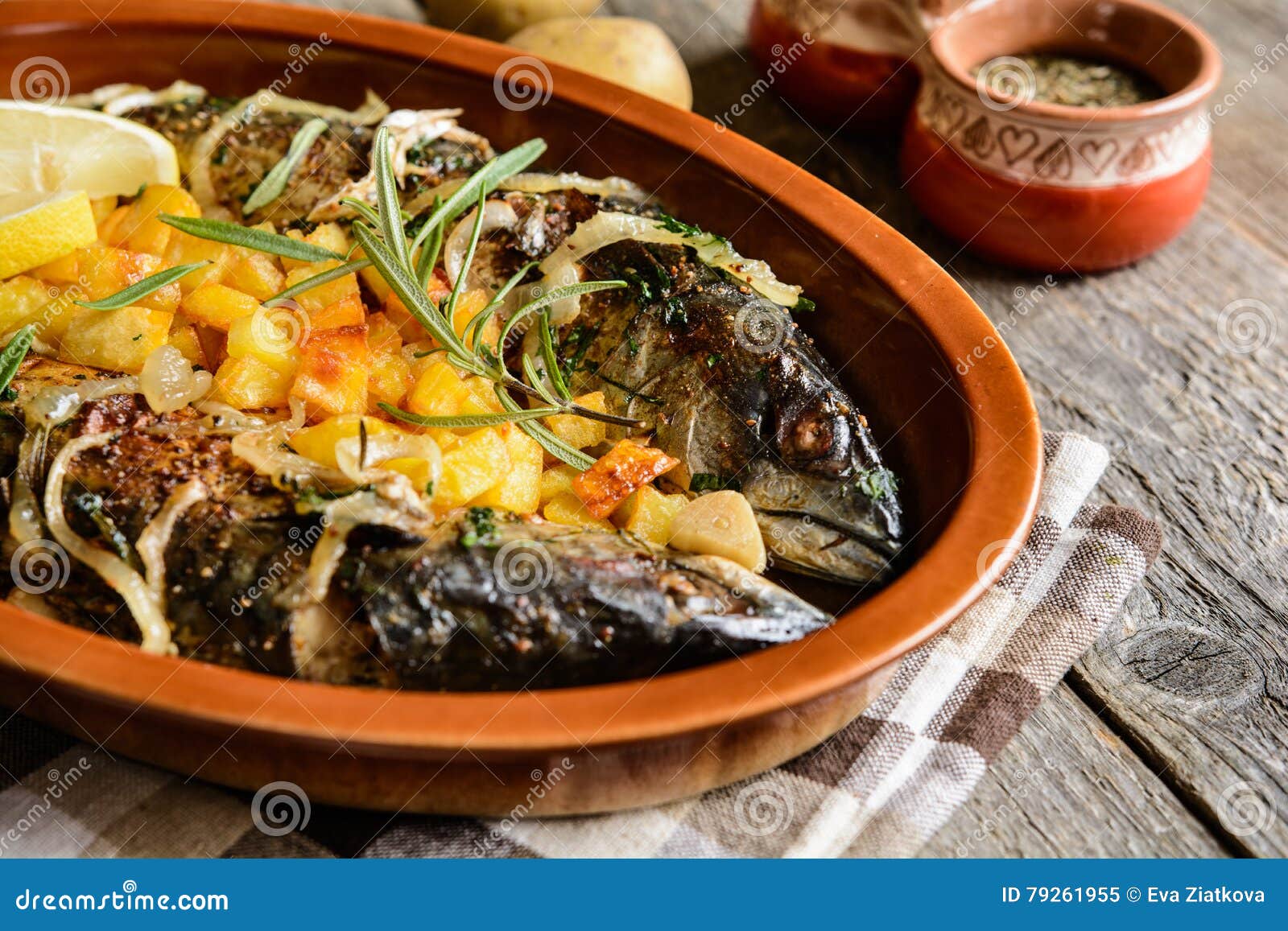 Roasted Mackerel with Vegetable Garnish Stock Image Image of easy