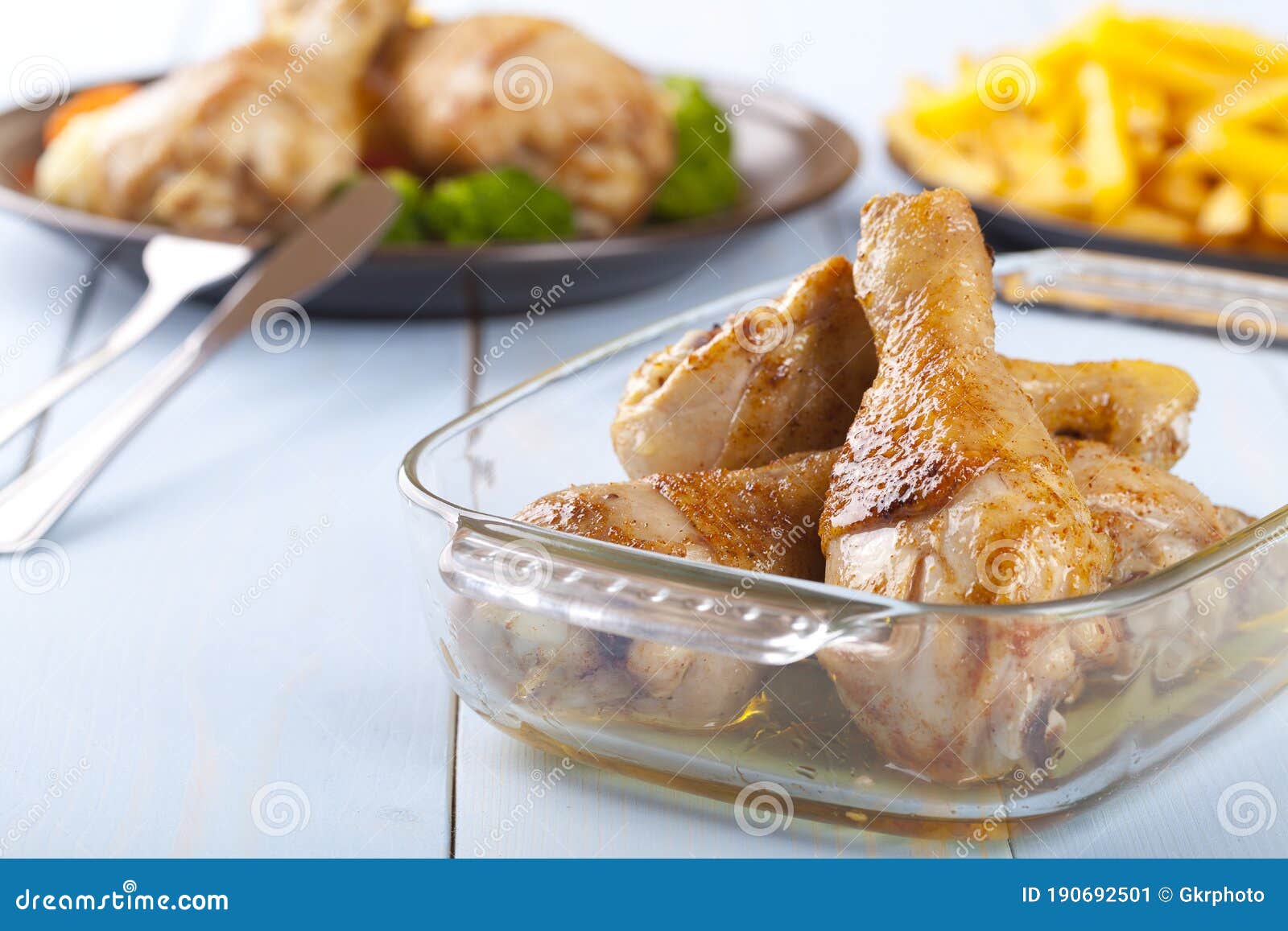 Roasted Marinated Chicken Drumsticks RoyaltyFree Stock Photo