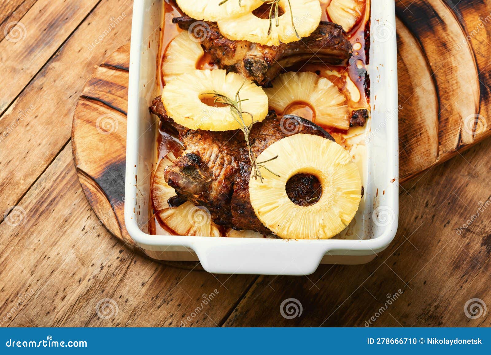 Roasted Meat with Pineapple Stock Photo Image of fillet, pineapple