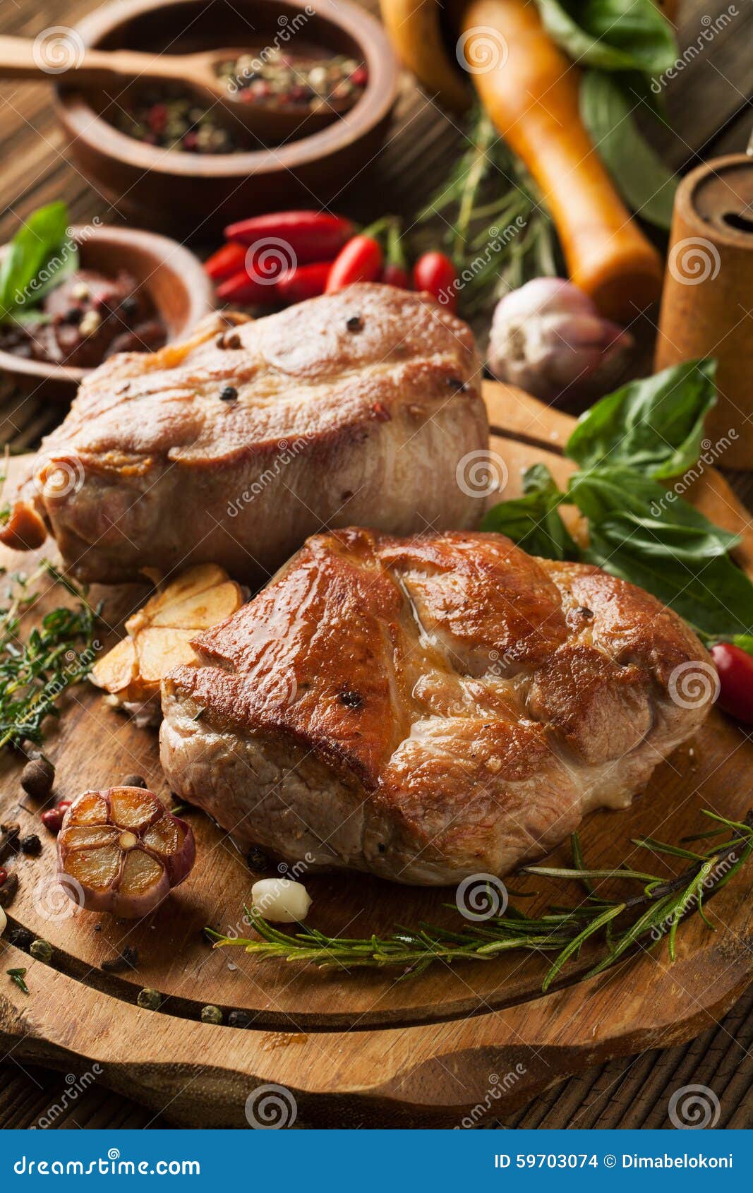 Roasted meat with spices stock photo. Image of meat, steak 59703074