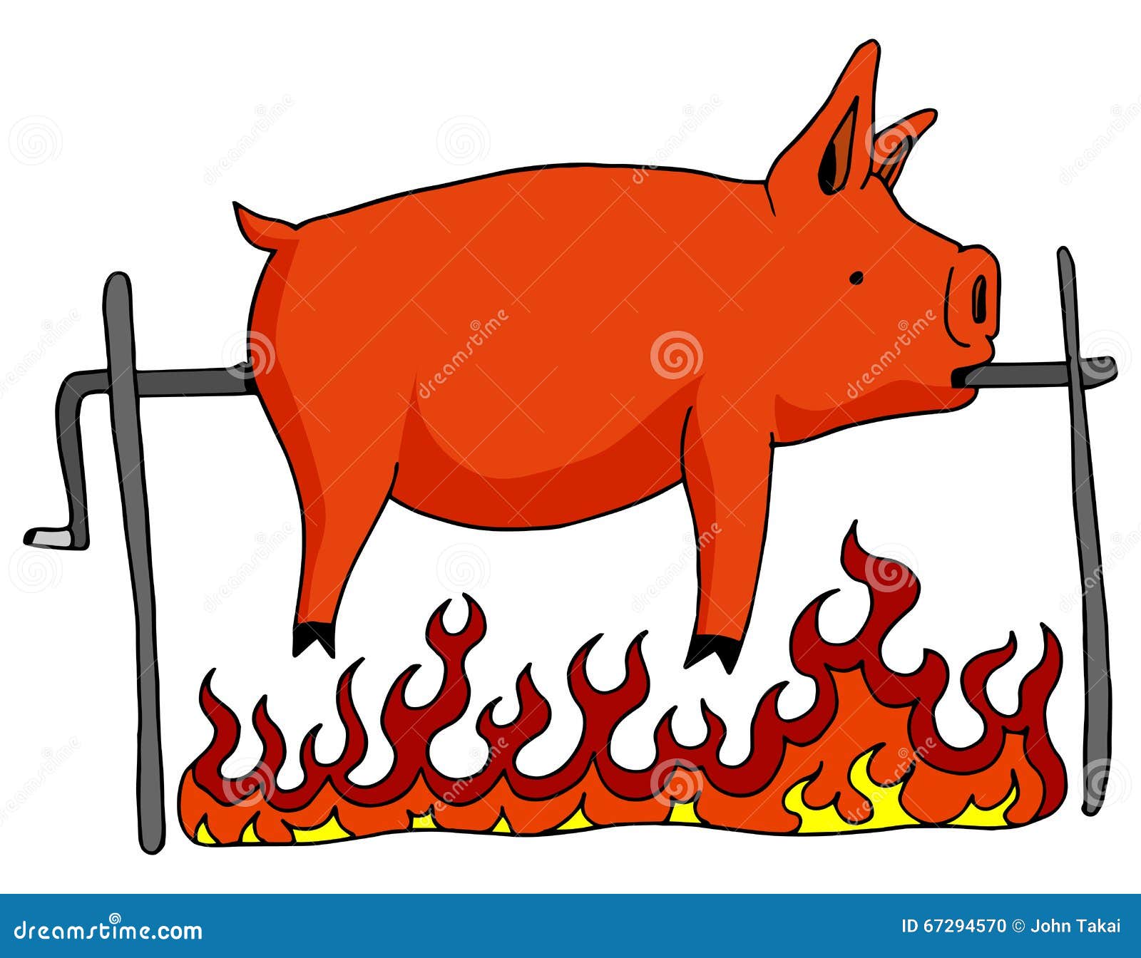 roasted pig on a spit