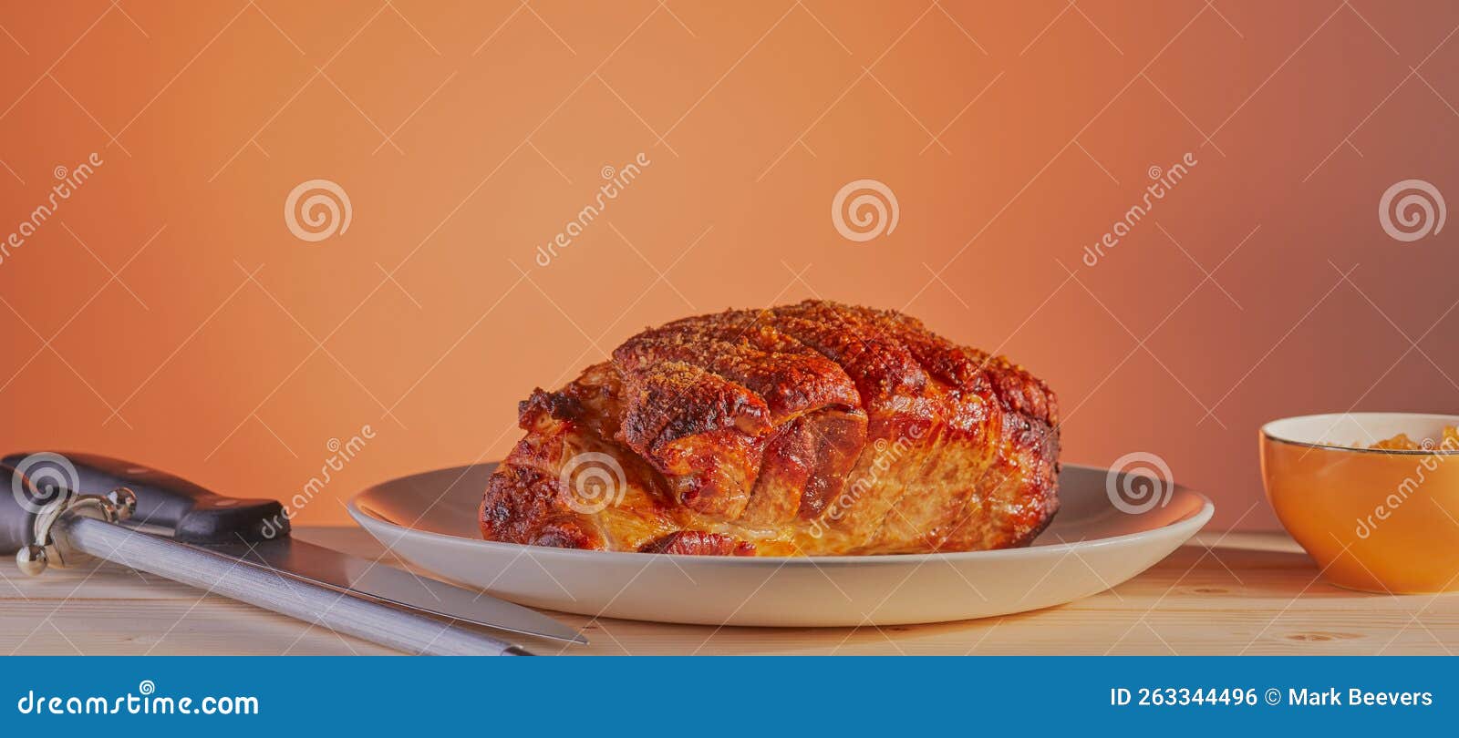 Roasted pork joint. stock photo. Image of close, cooking 263344496