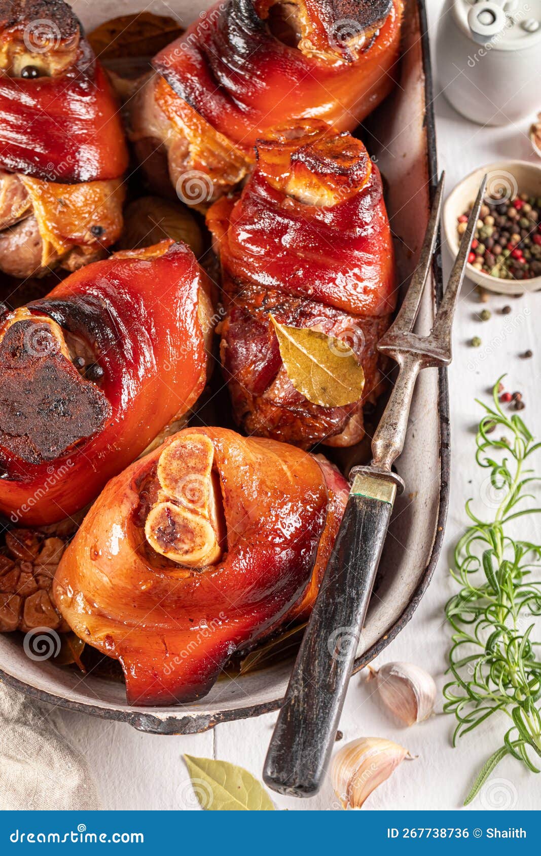 Roasted Pork Knuckle Made of Fresh Raw Meat Stock Photo Image of