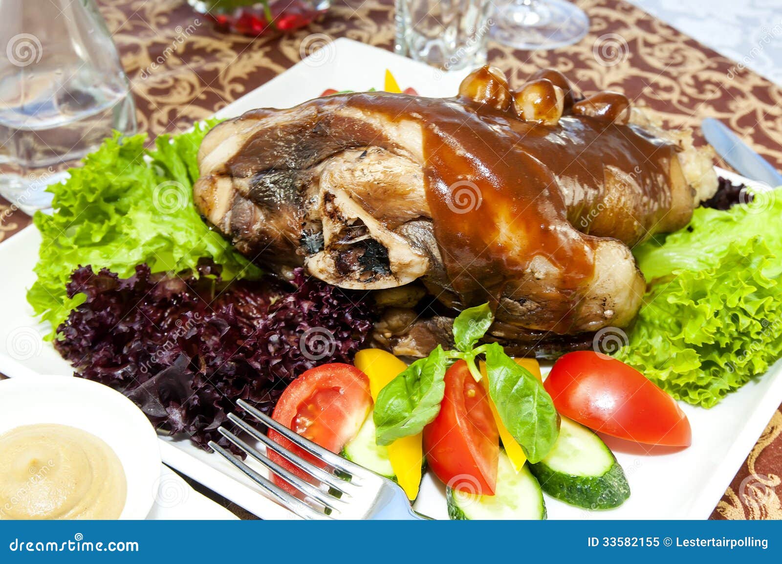 Roasted pork knuckle stock image. Image of gammon, calorie 33582155
