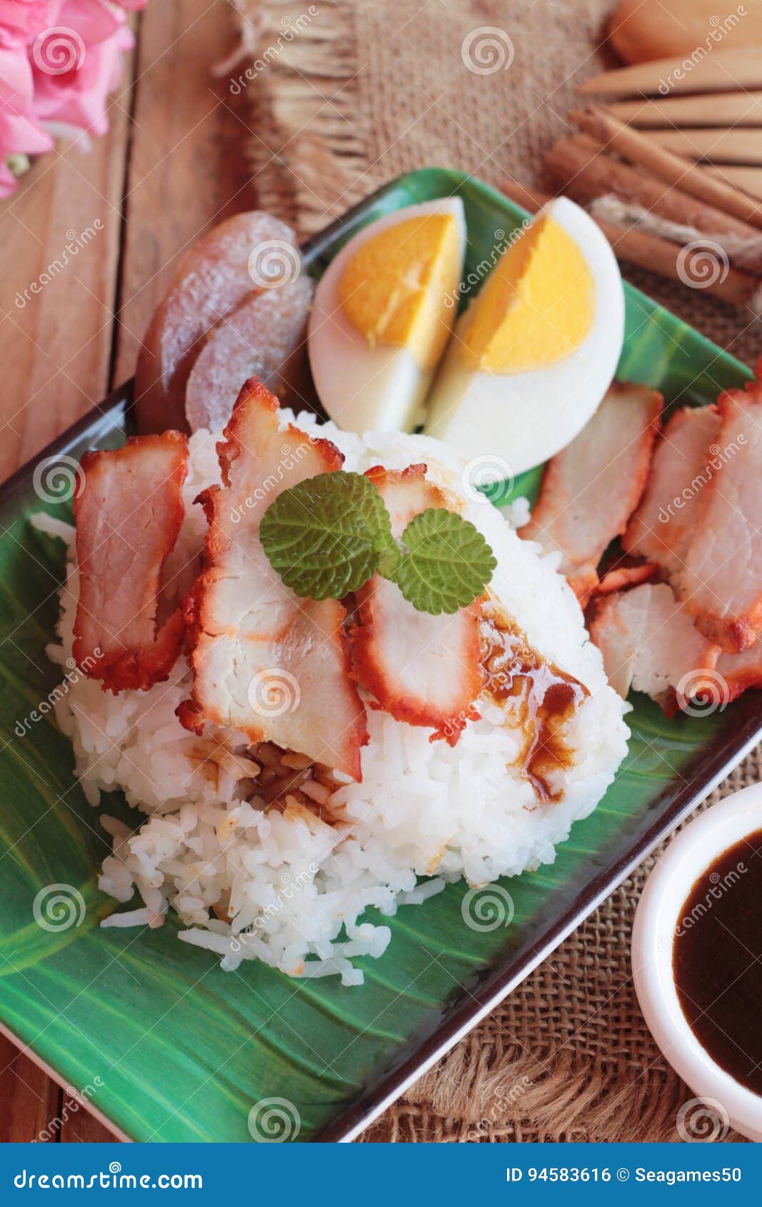 Roasted Pork Rice with Gravy is Delicious. Stock Photo Image of dish