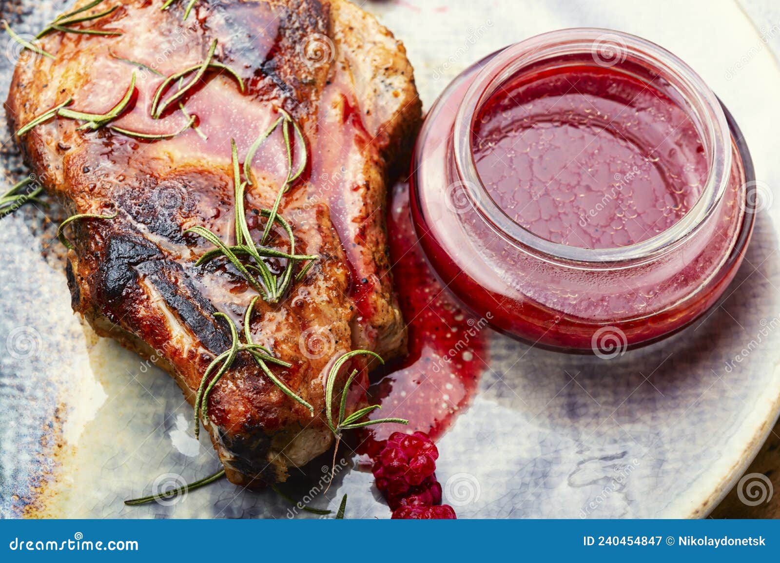 Pork Steak with Berry Sauce Stock Image Image of bone, marinade