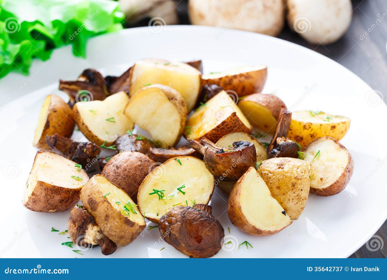Roasted Potato and Mushrooms Stock Image Image of photograph