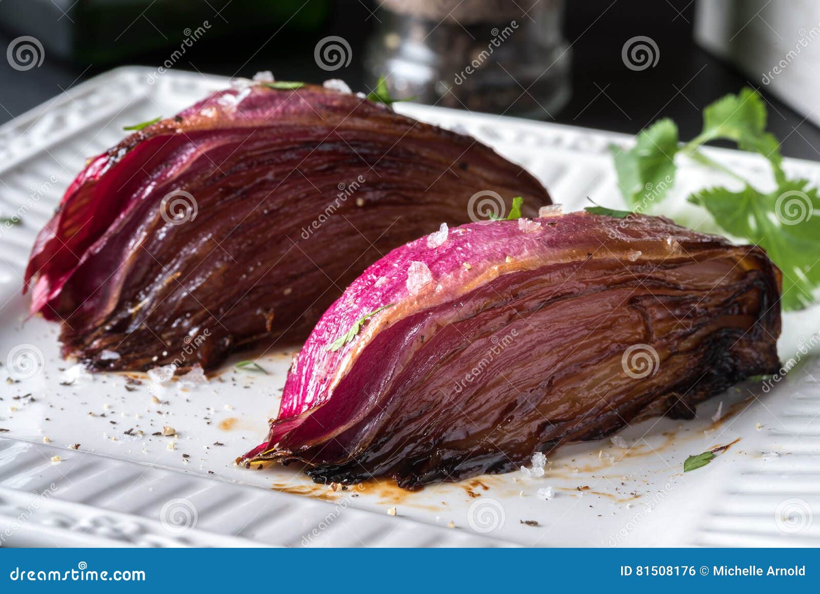 Roasted Red Onion stock photo. Image of quartered, platter 81508176