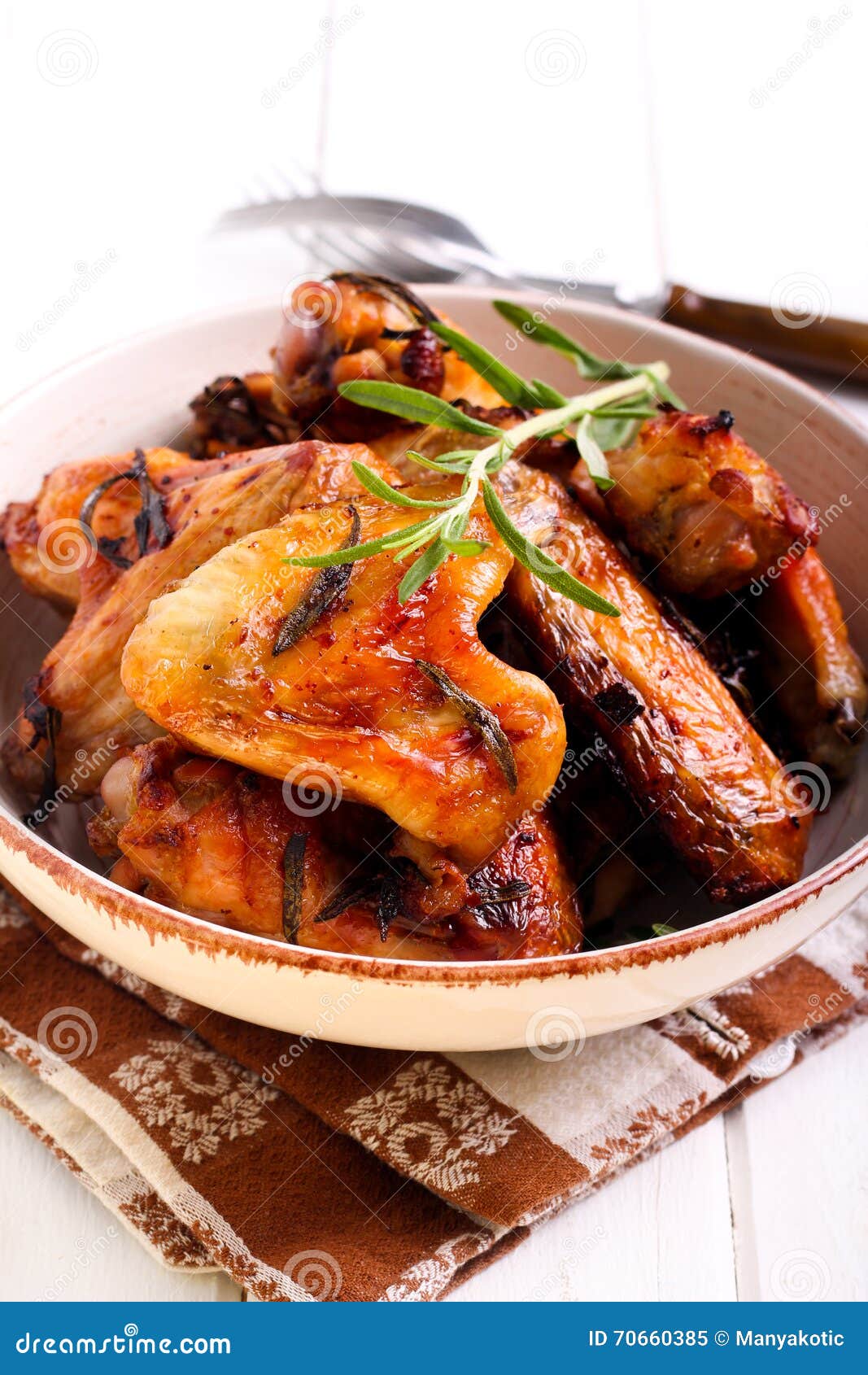 Roasted Rosemary Chicken Wings Stock Image Image of homemade, wings